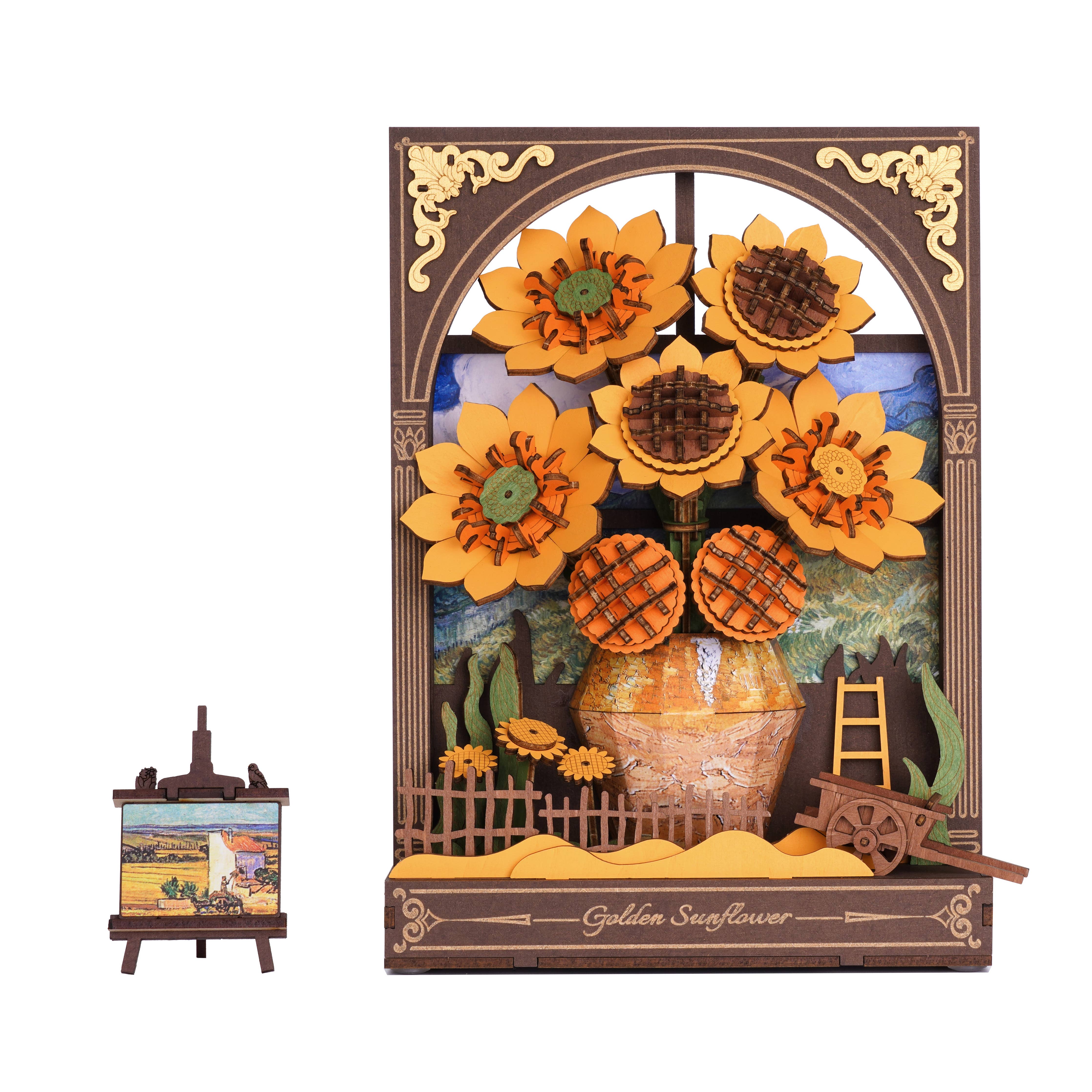 3D Wooden Puzzle: Golden Sunflower - Out of the Blue