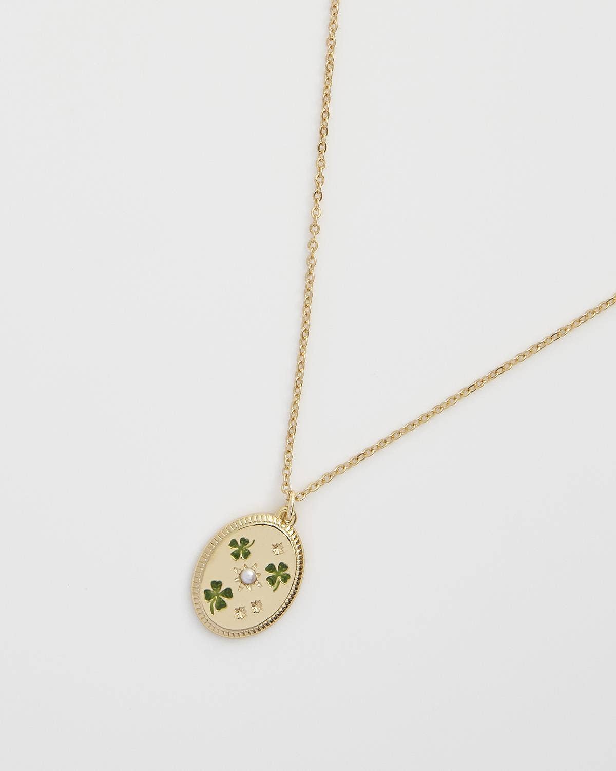 FABLE Four Leaf Clover & Pearl Necklace