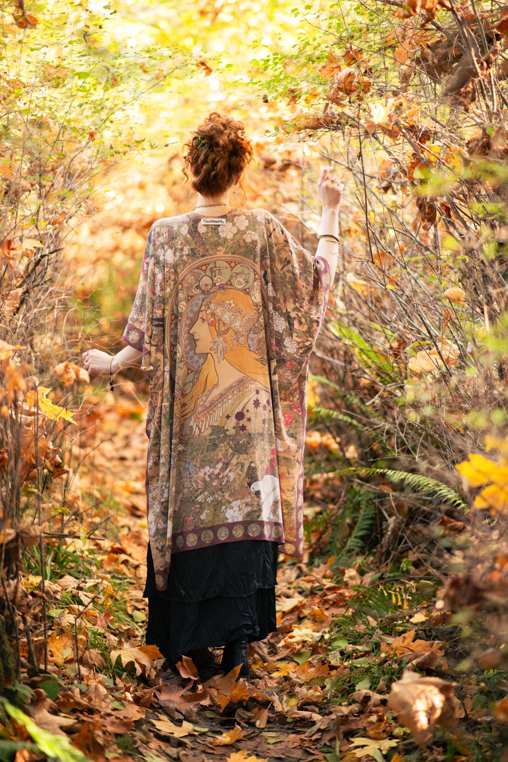 Dream Weaver Bohemian Goddess Starduster Kimono w/Zodiac - Out of the Blue