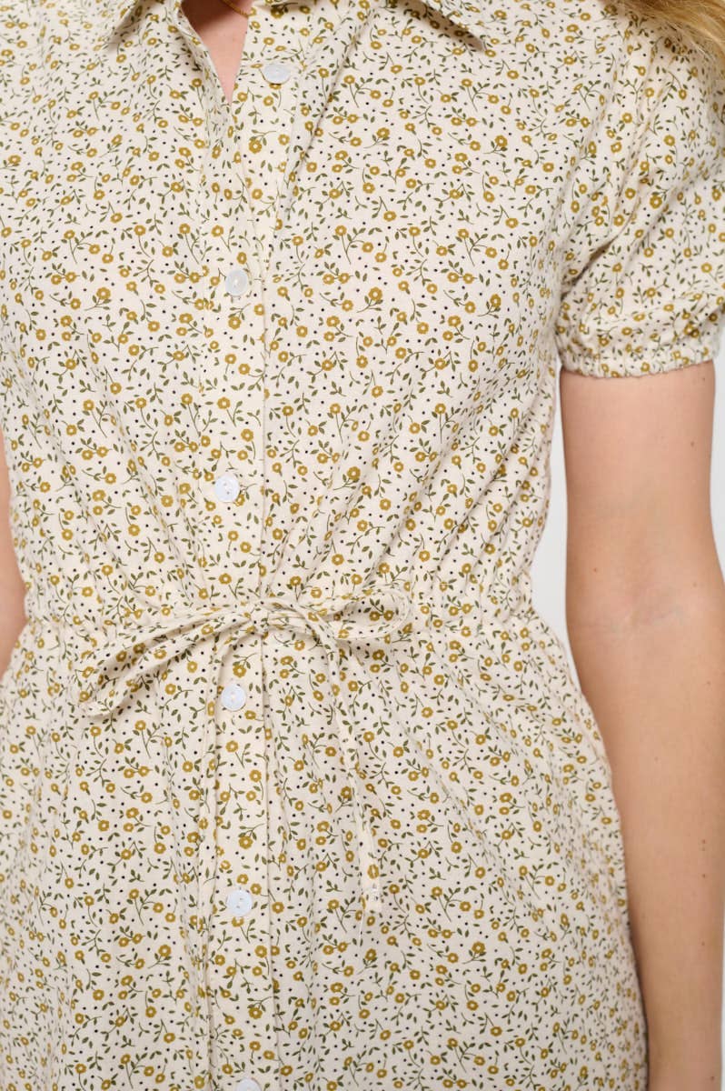 DITSY MUSTARD FLORAL PRINT DRESS - Out of the Blue