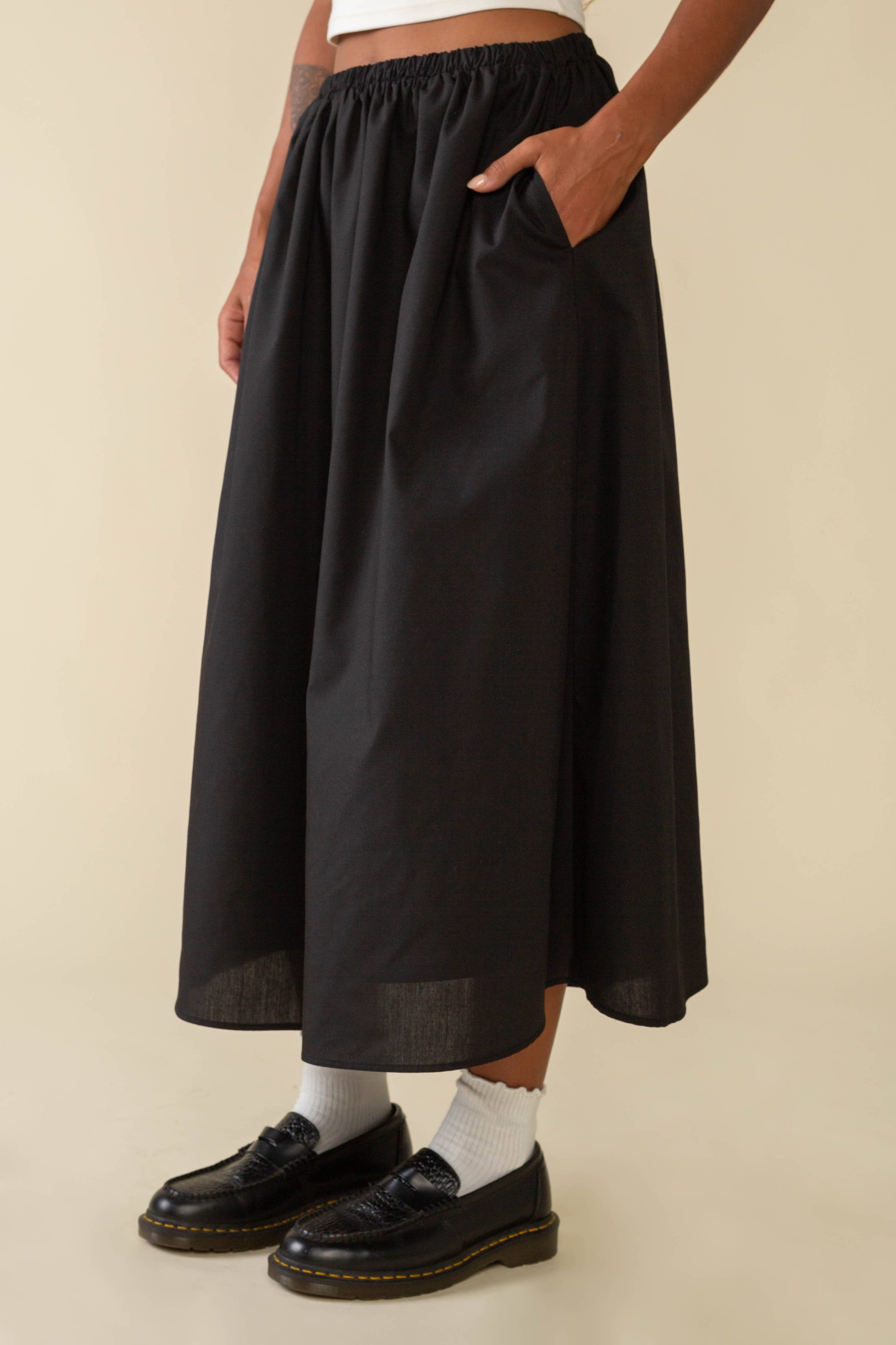 Larchmont Full A-Line Poplin Midi Skirt - Out of the Blue