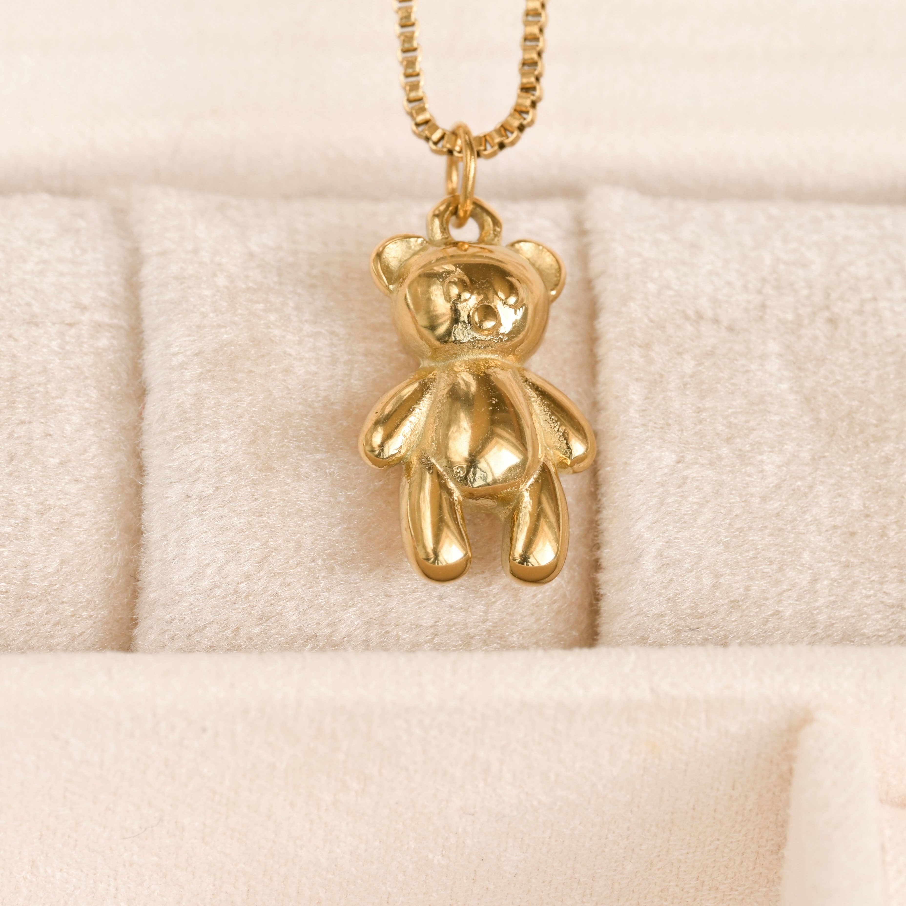 Whimsical Teddy Bear 18k Gold Pendant Necklace - Out of the Blue