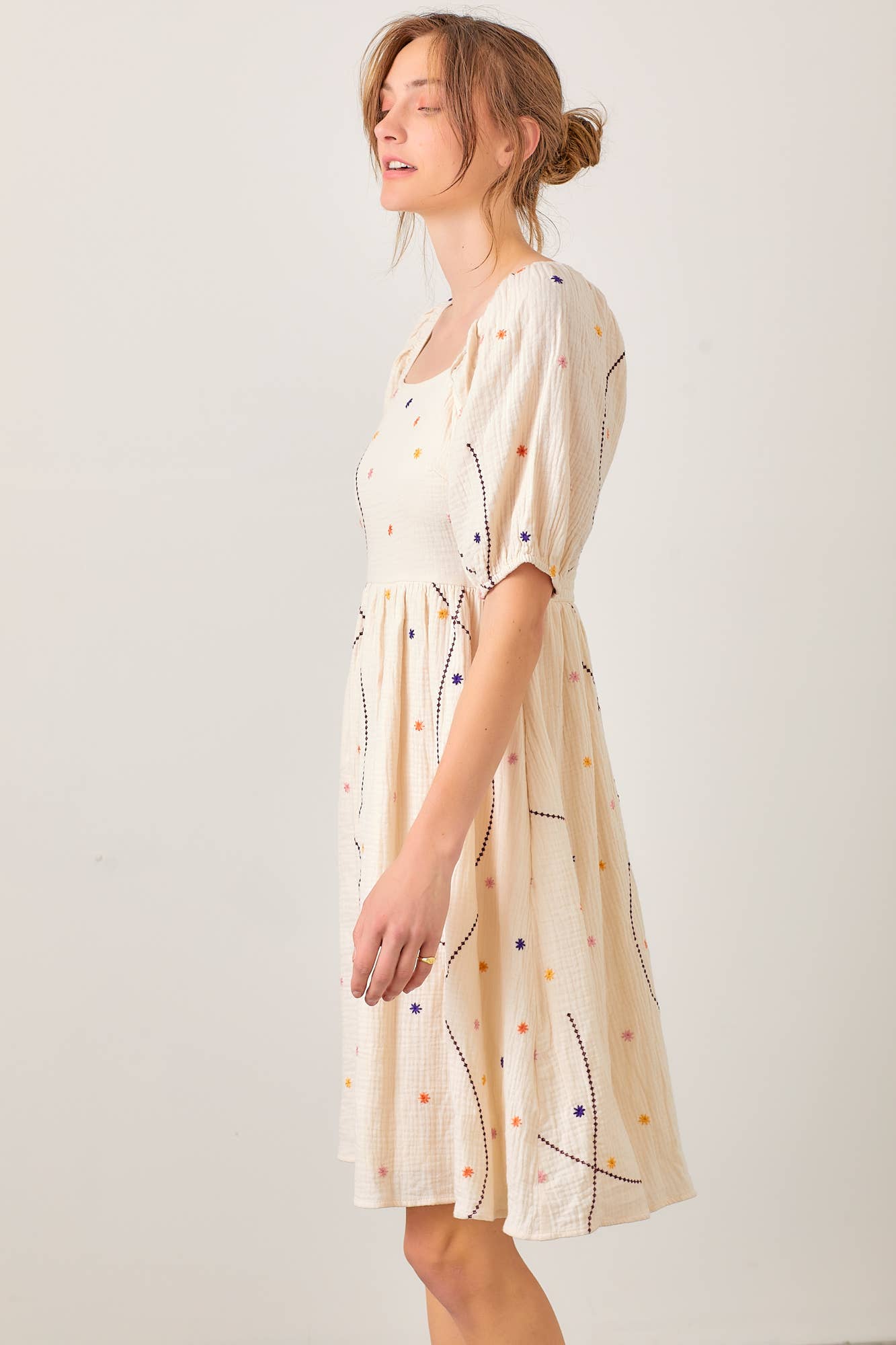 EMBO GAUZE DRESS - Out of the Blue