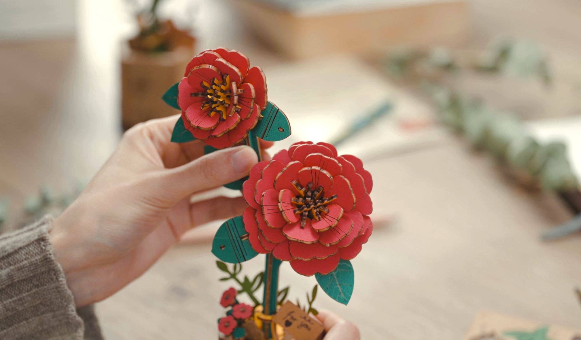 Camelia 3D Wooden Flower Puzzle