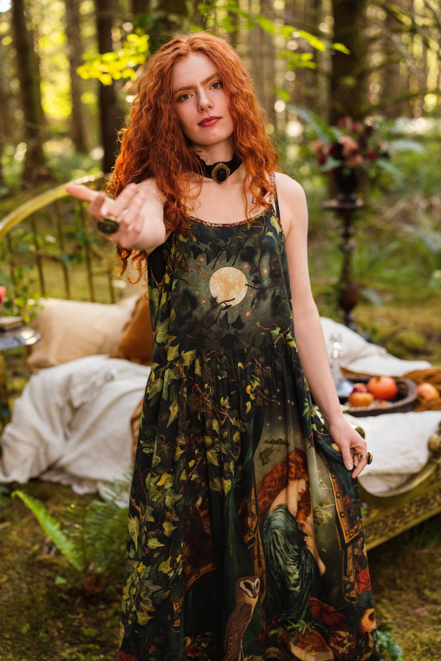 Solstice Bohéme Long Maxi Slip Dress w/ Persephone & Moon