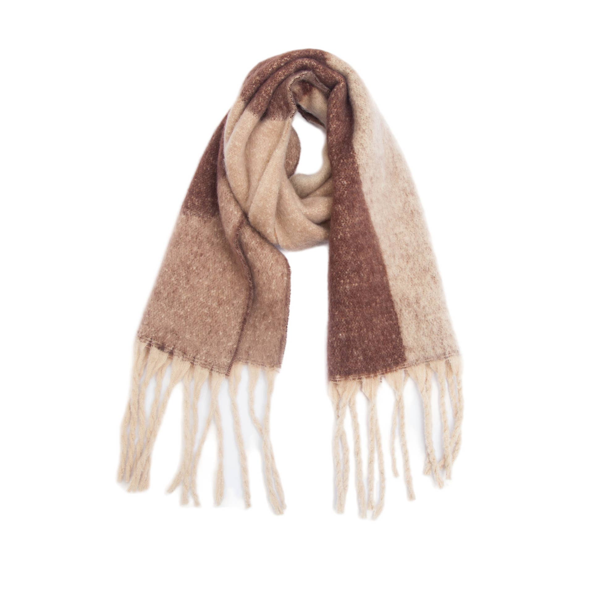 Soft Chunky Abstract Fleece Scarf With Tassel