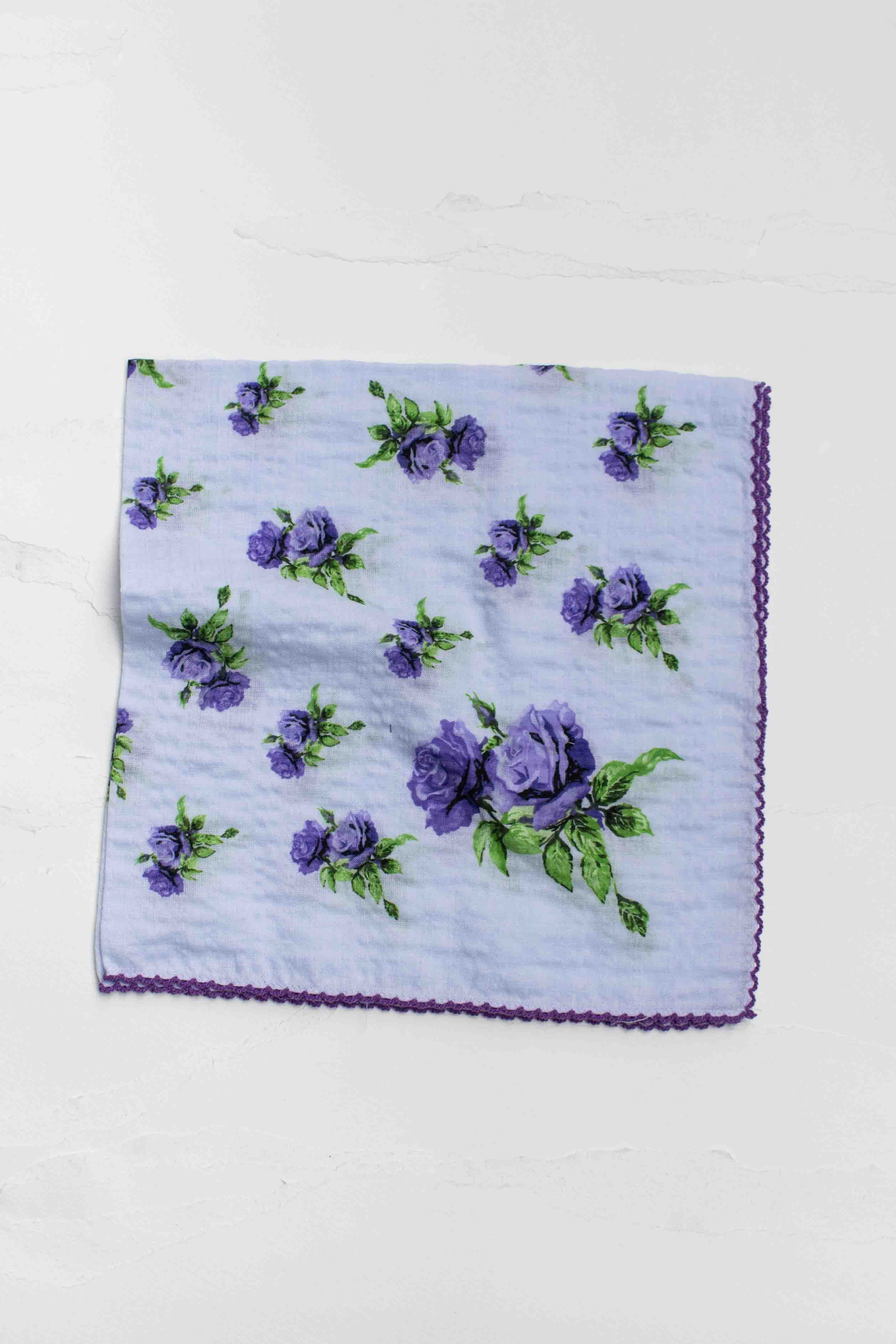 Vintage Rose Print Cotton Rayon Scarf - Out of the Blue
