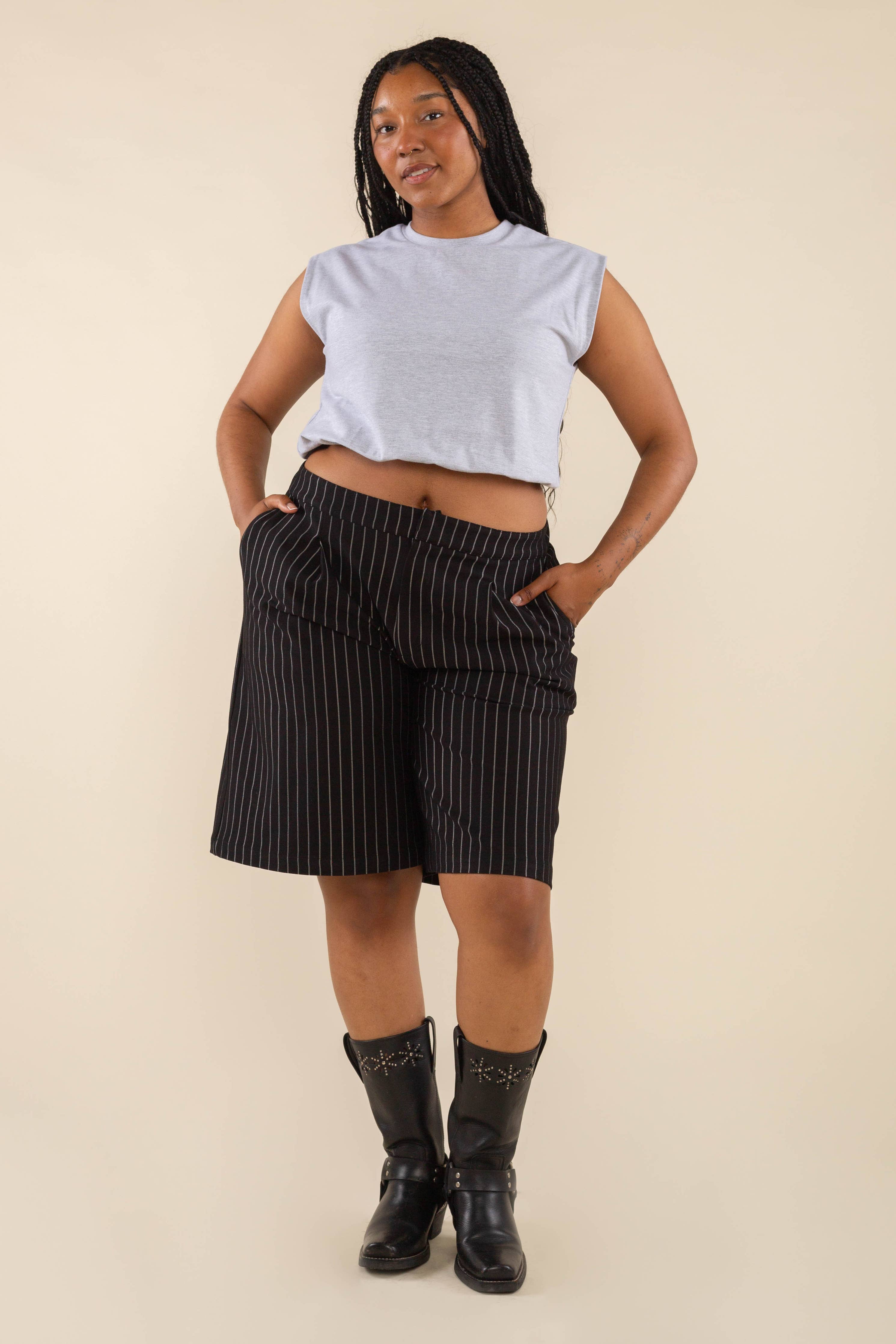 Pinstripe Shorts - Out of the Blue