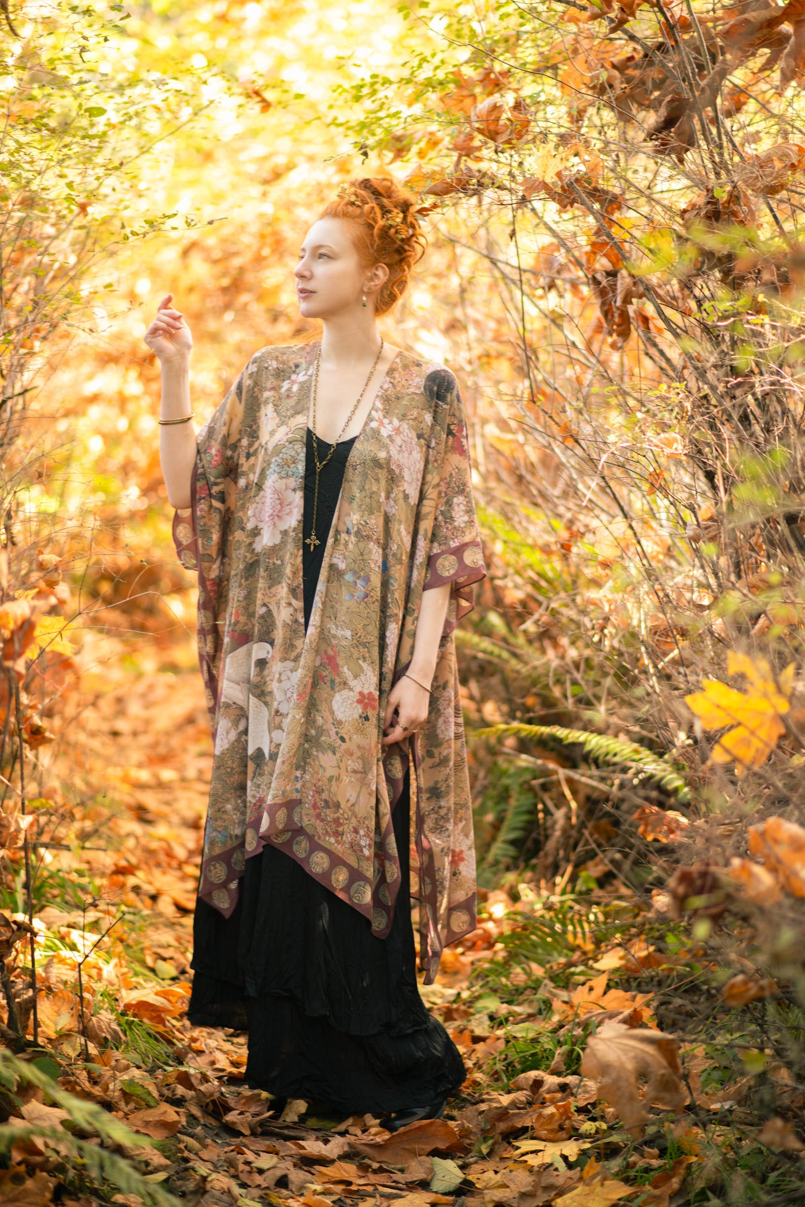 Dream Weaver Bohemian Goddess Starduster Kimono w/Zodiac - Out of the Blue