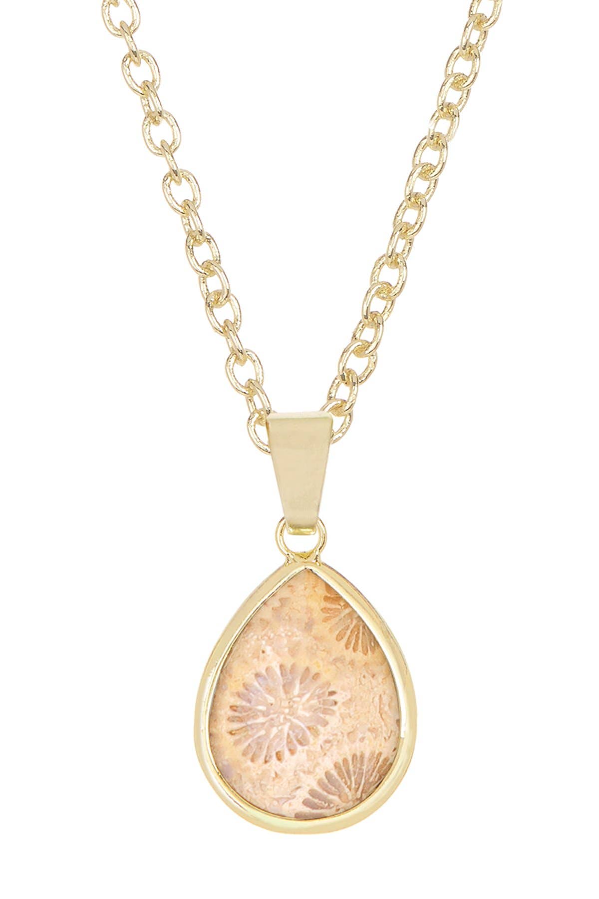 Lily Fossil Teardrop Pendant Necklace - Out of the Blue