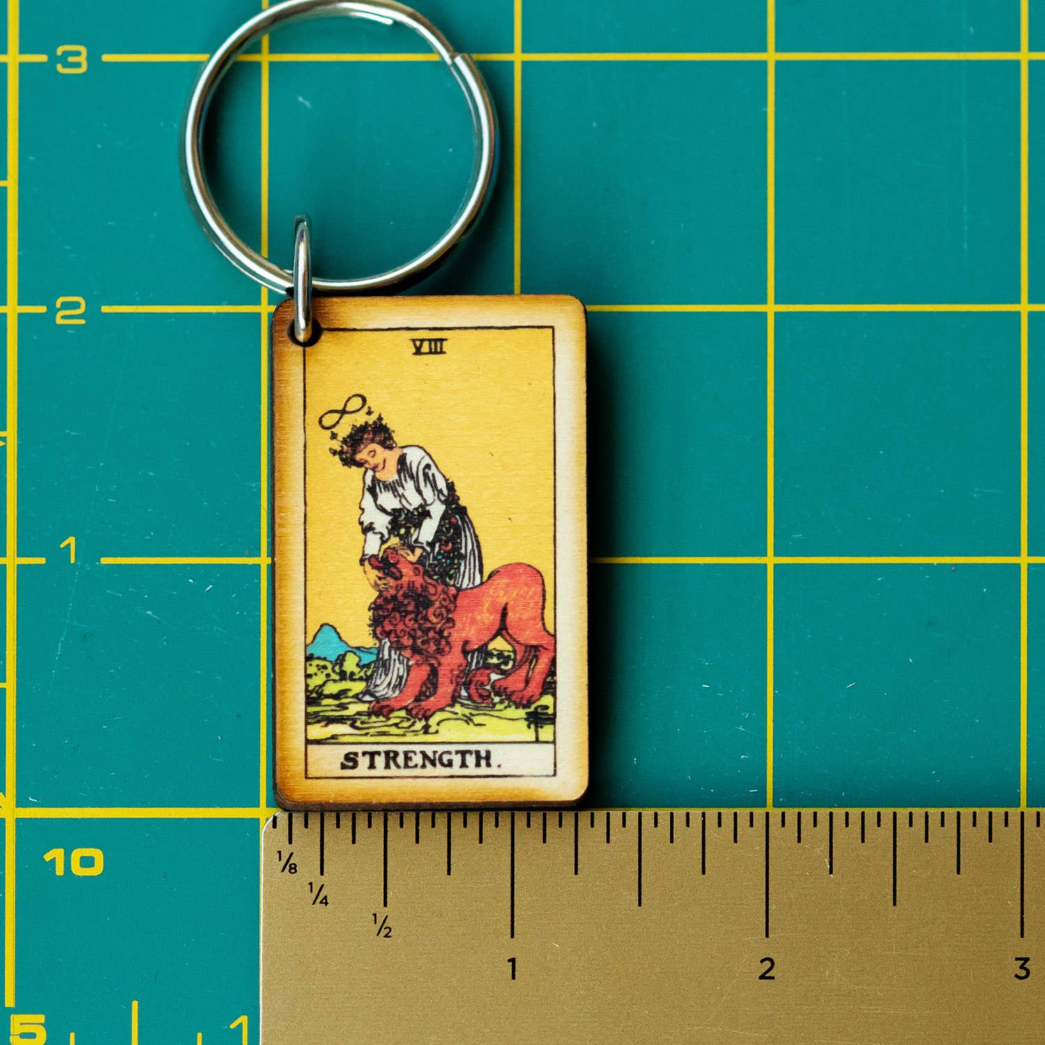 Tarot - 8 - Strength Full Color Wooden Keychain