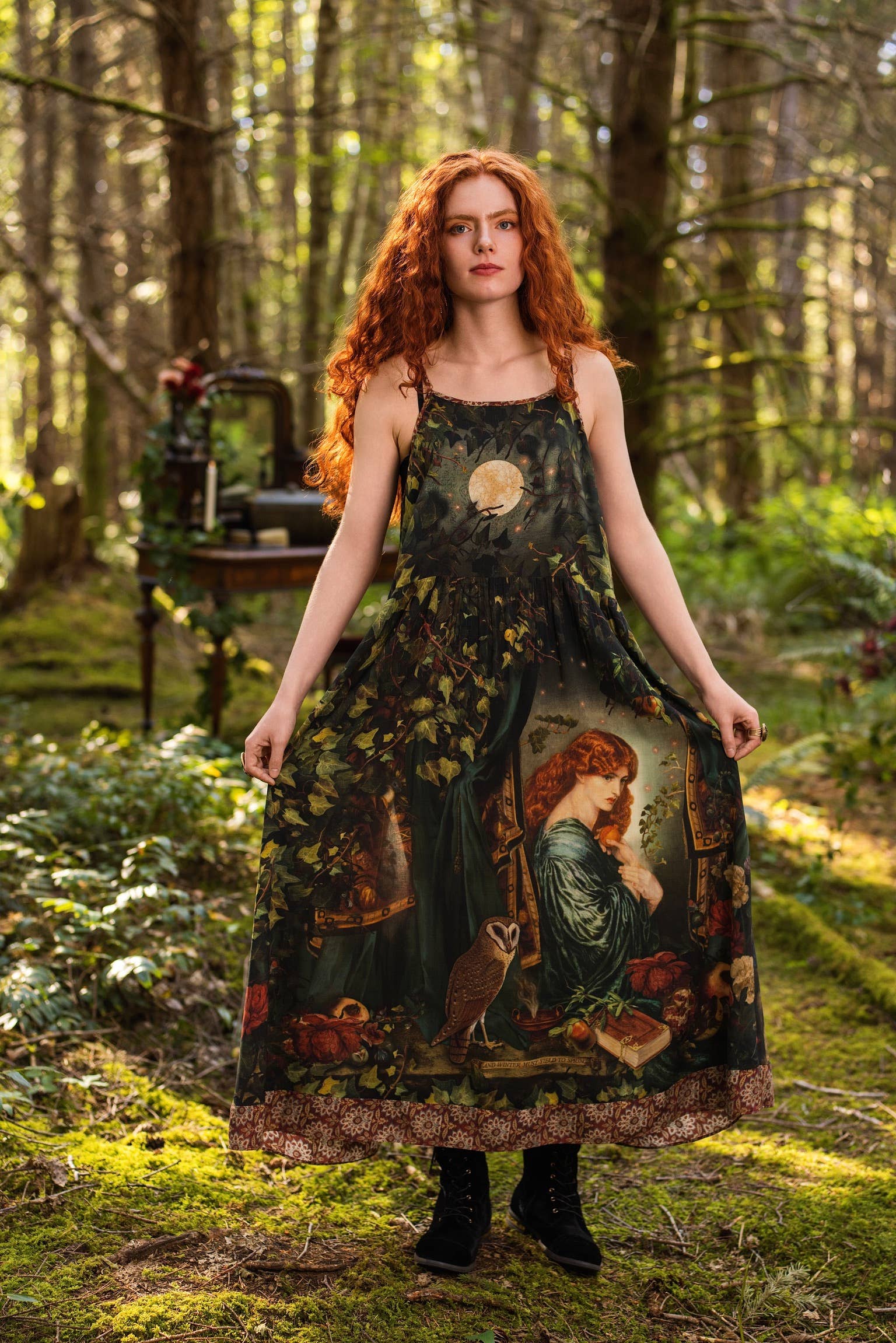 Solstice Bohéme Long Maxi Slip Dress w/ Persephone & Moon
