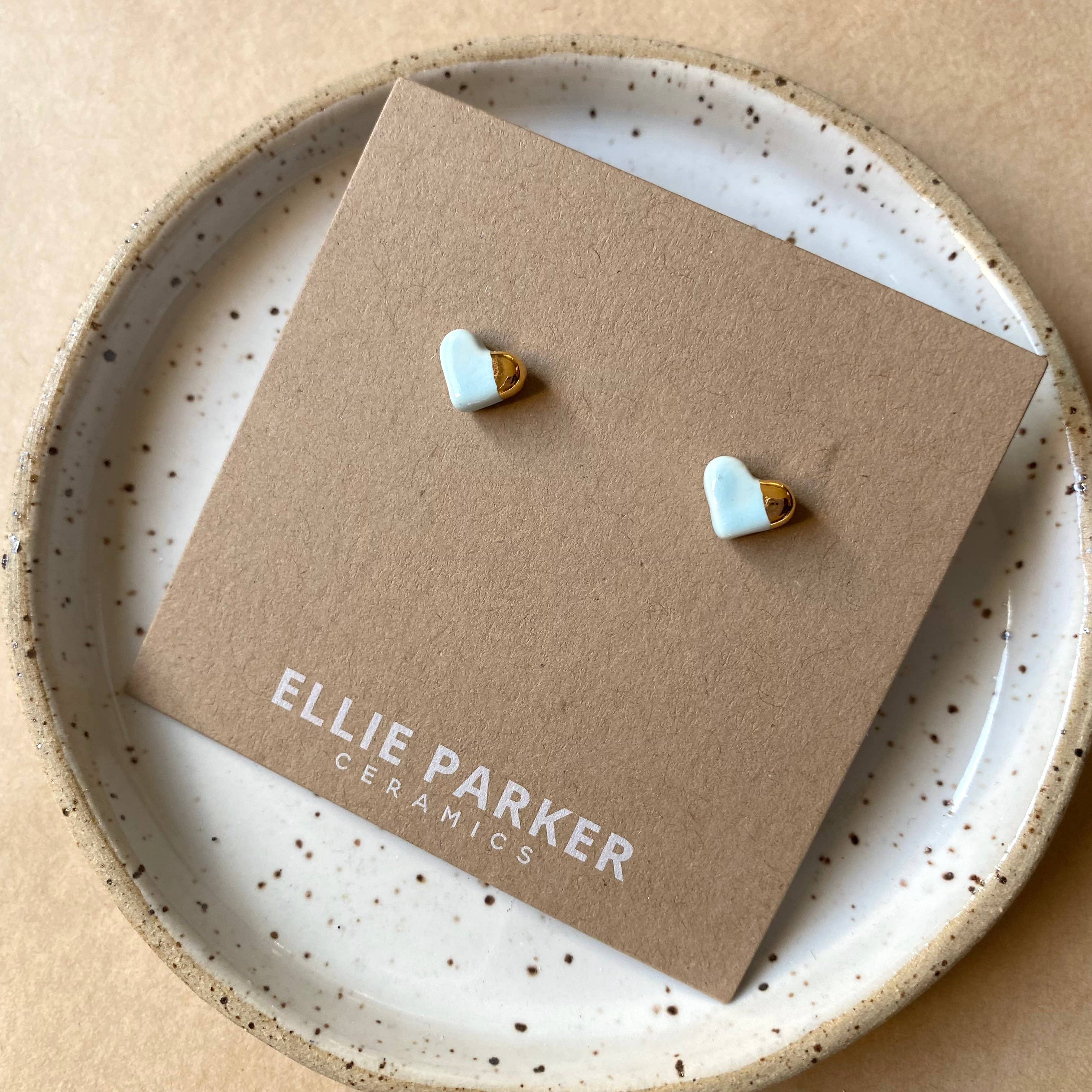 Heart Sky Blue Ceramic Stud Earrings