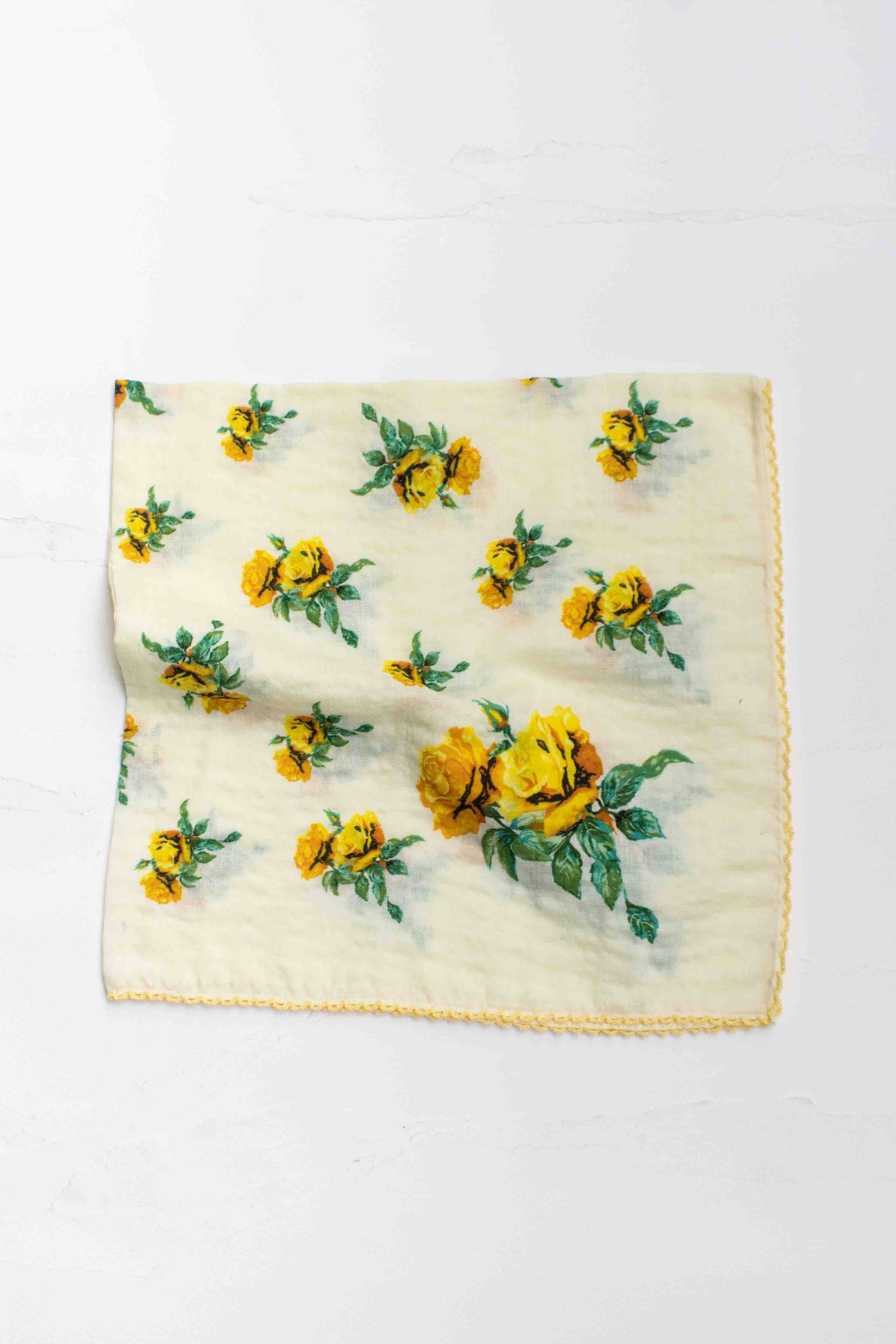 Vintage Rose Print Cotton Rayon Scarf - Out of the Blue