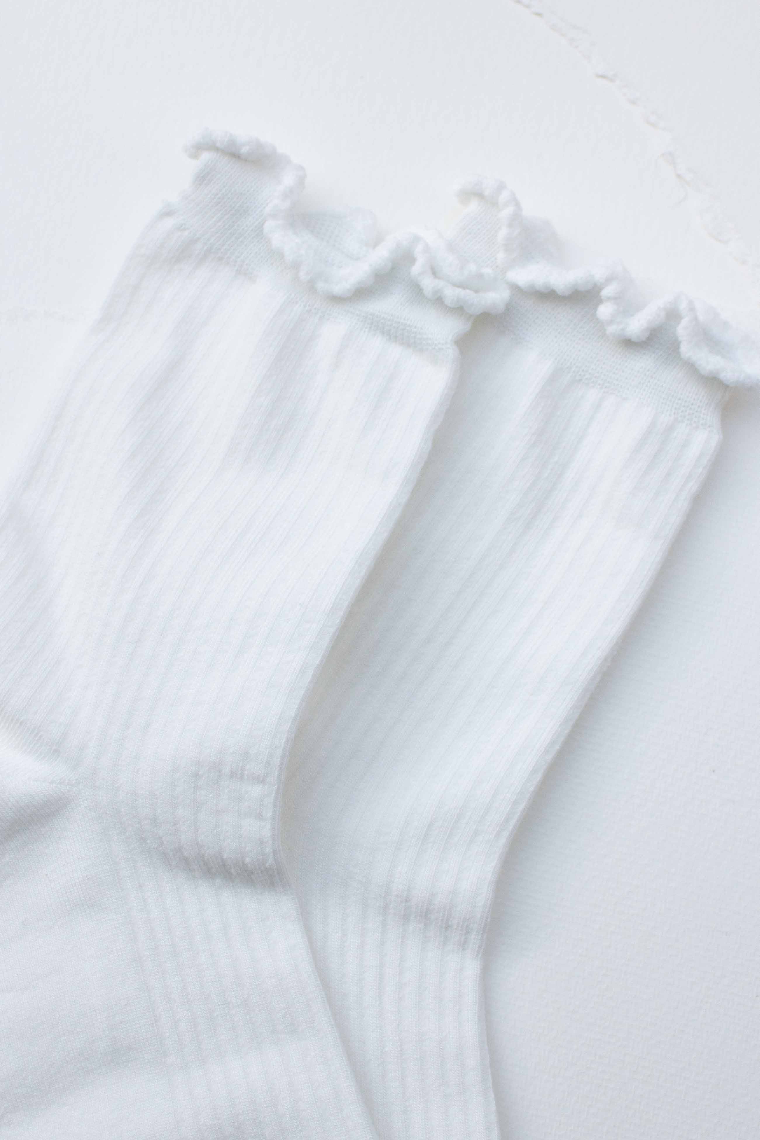 Ruffle Edge Cotton Blend Socks - Out of the Blue