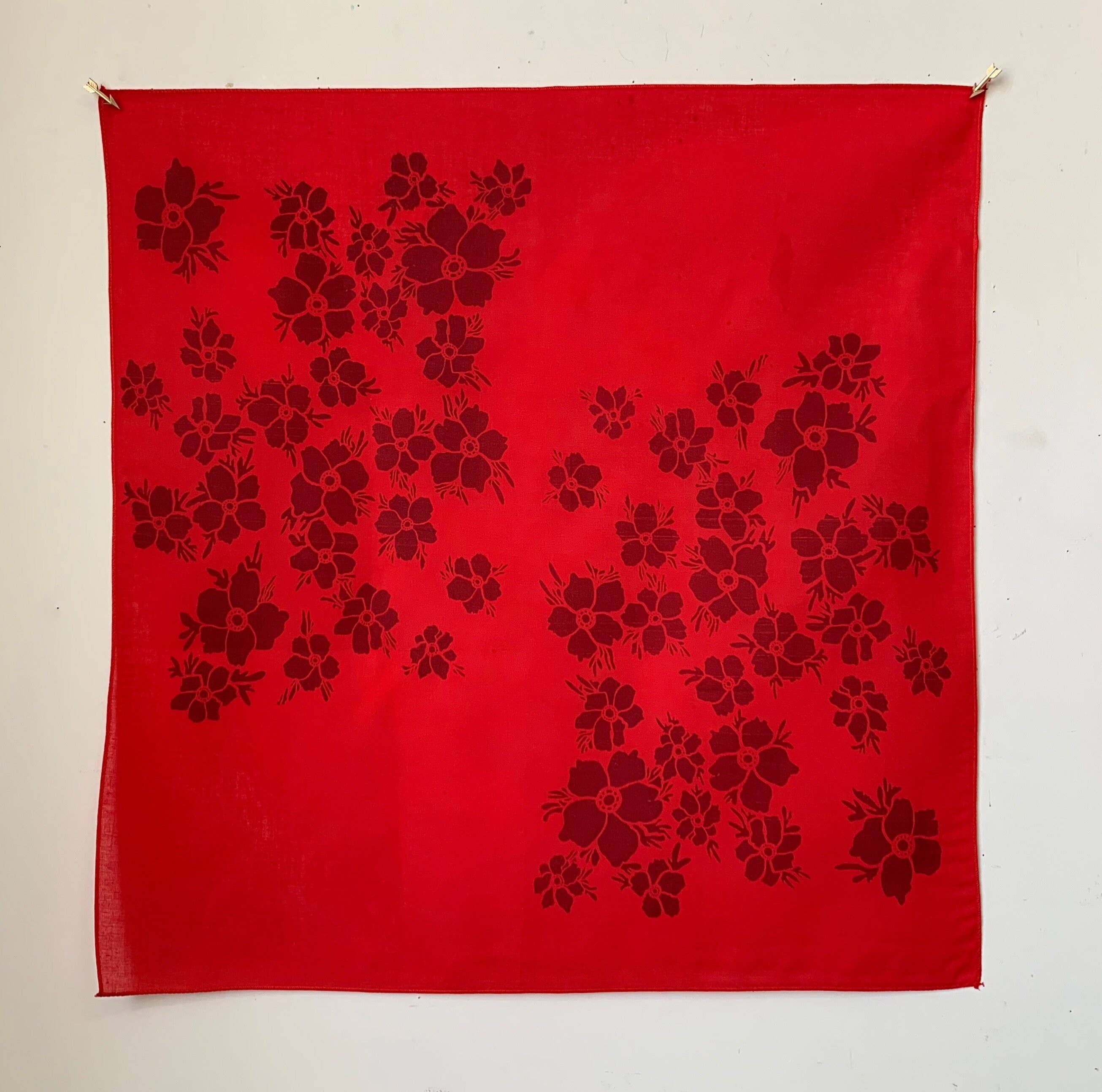 Anemone Floral Print Bandana In Red And Burgundy - Out of the Blue