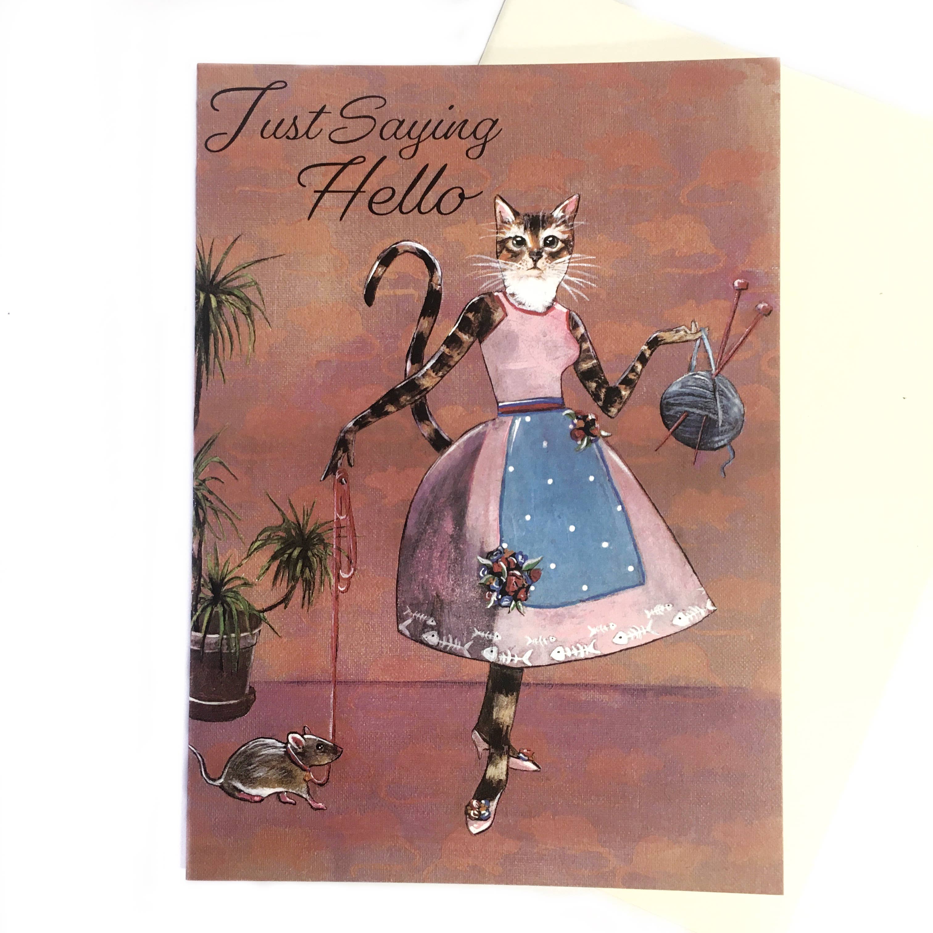 Kitsch Kitty Greeting Card - Just Saying Hello