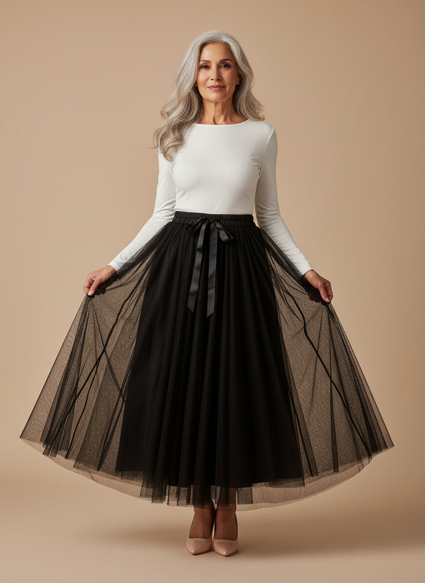 Aria long tulle skirt