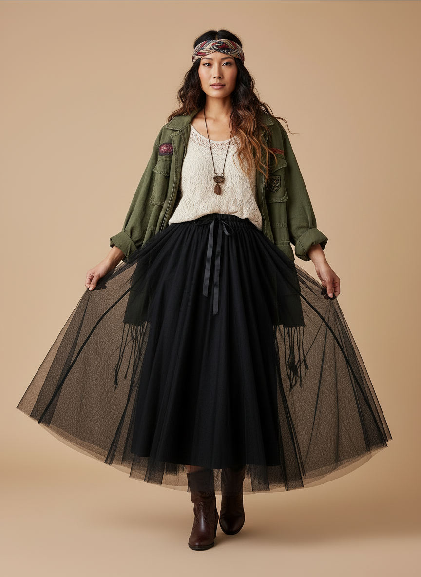 Aria long tulle skirt
