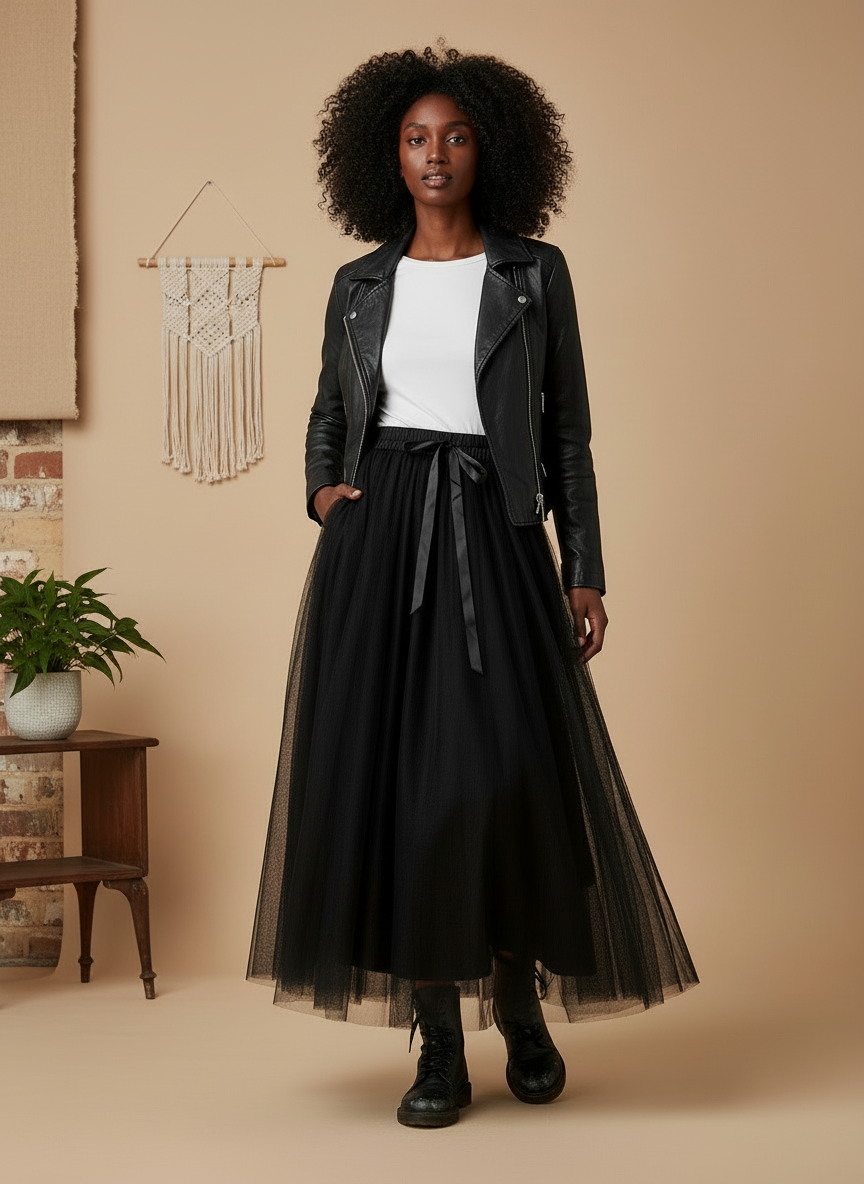 Aria long tulle skirt