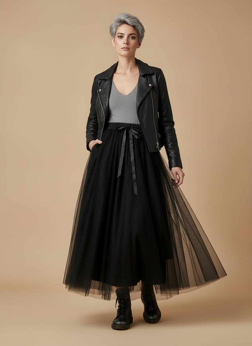 Aria long tulle skirt