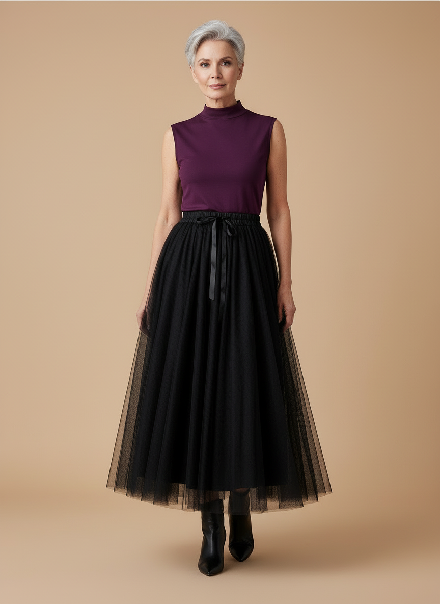 Aria long tulle skirt