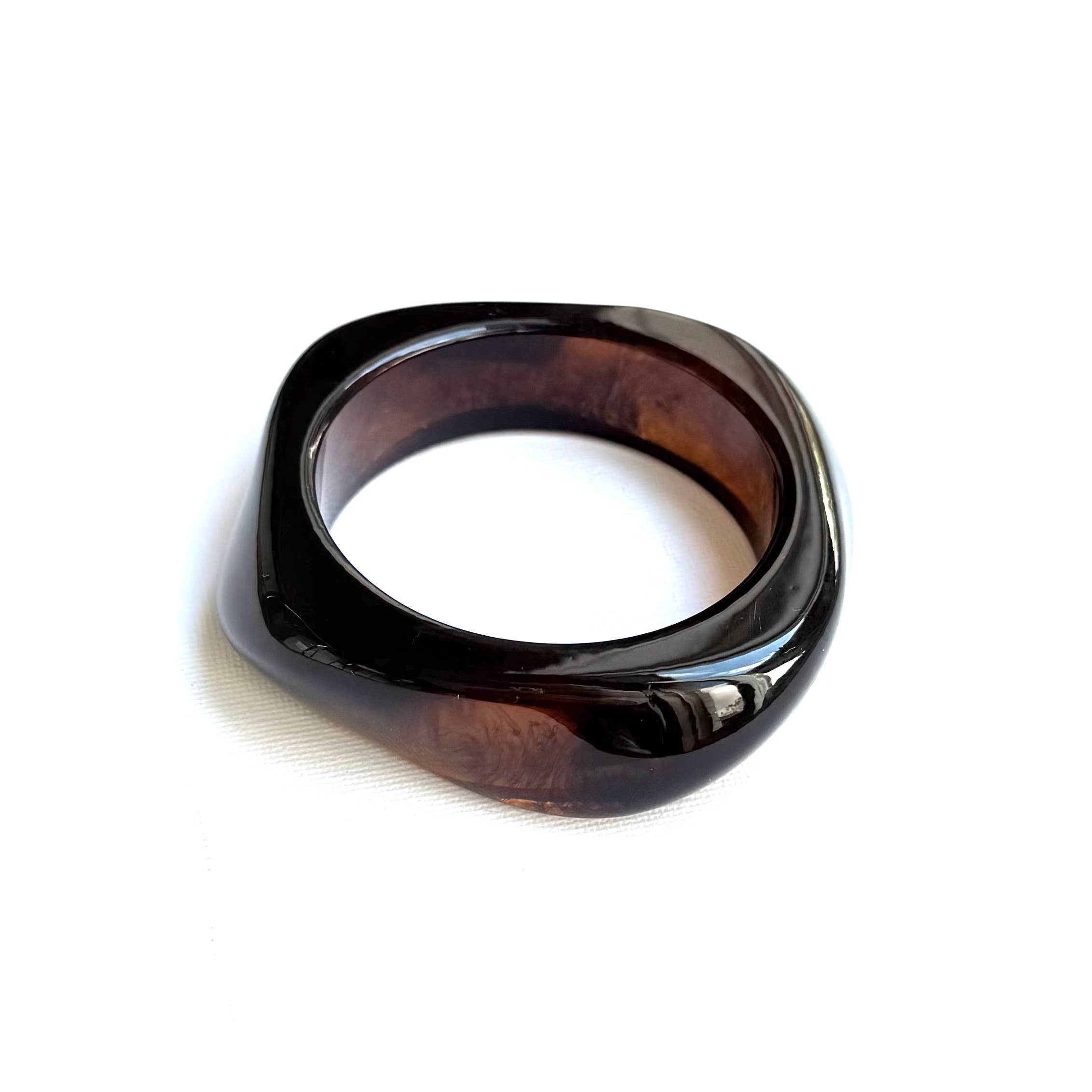 Swirl Chunky Acrylic Bangle Jewellery Dark Amber - Out of the Blue