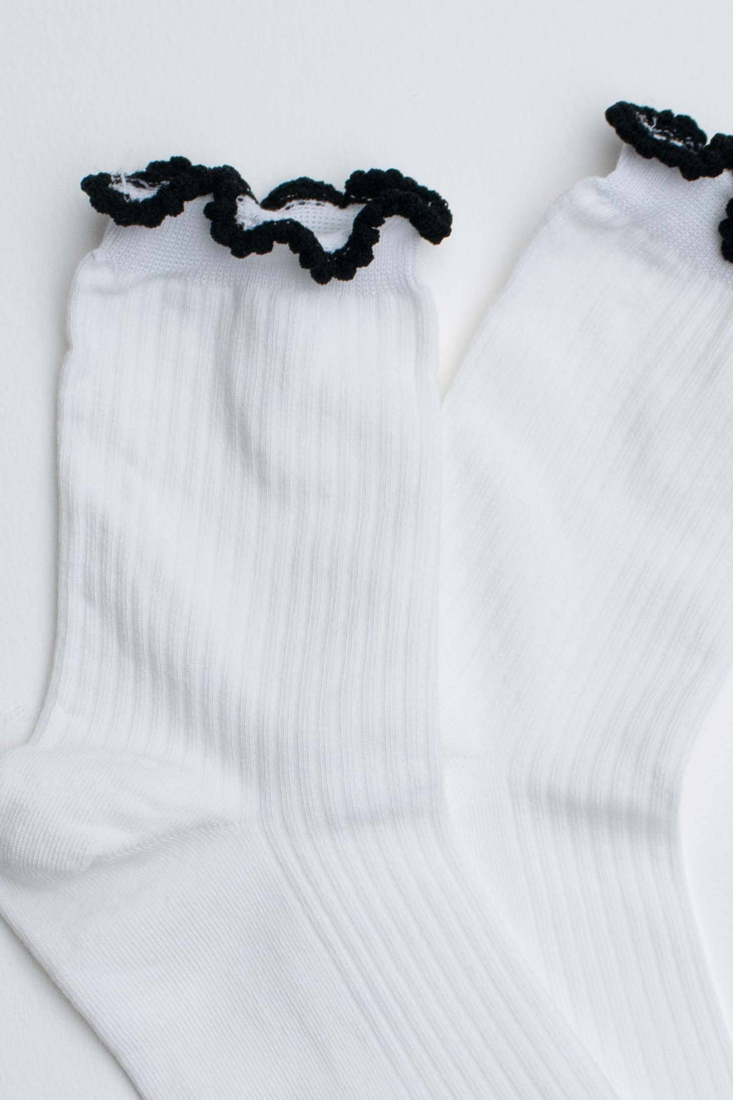 Ruffle Edge Cotton Blend Socks - Out of the Blue
