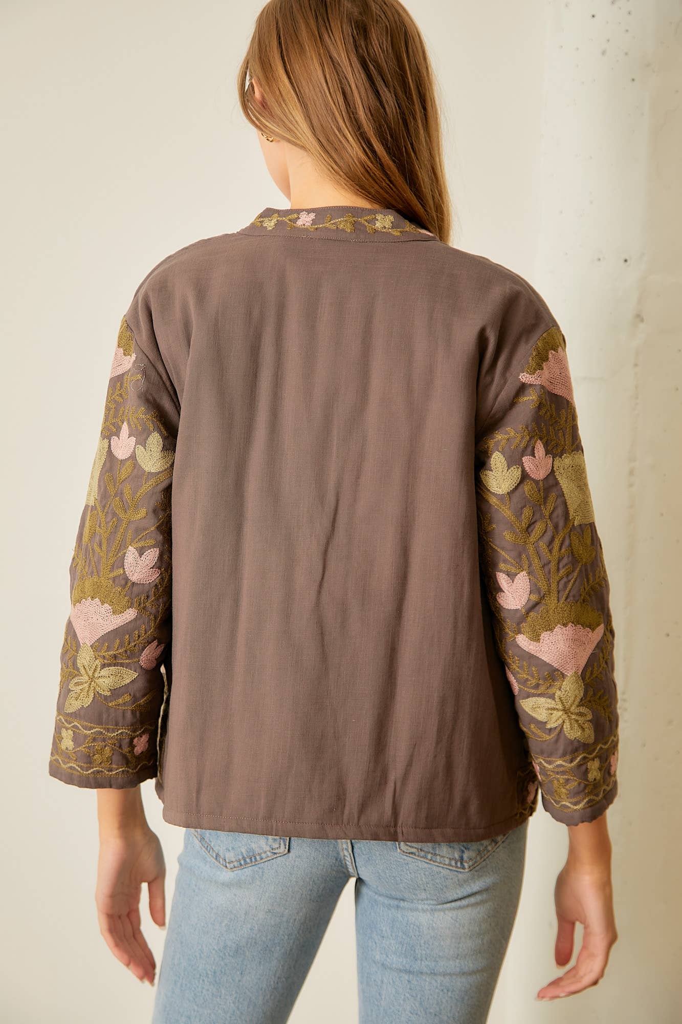 FLORAL PRINTED COTTON SLUB JACKET