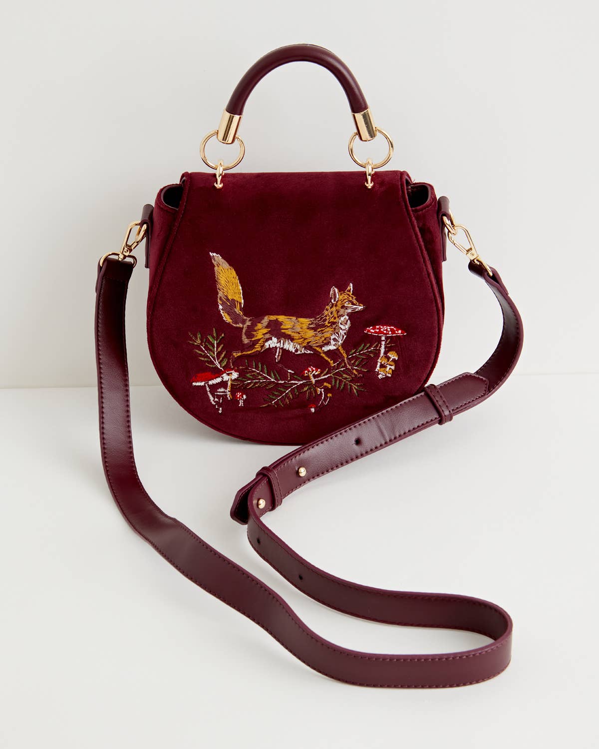Fox & Mushroom  Saddle Purse