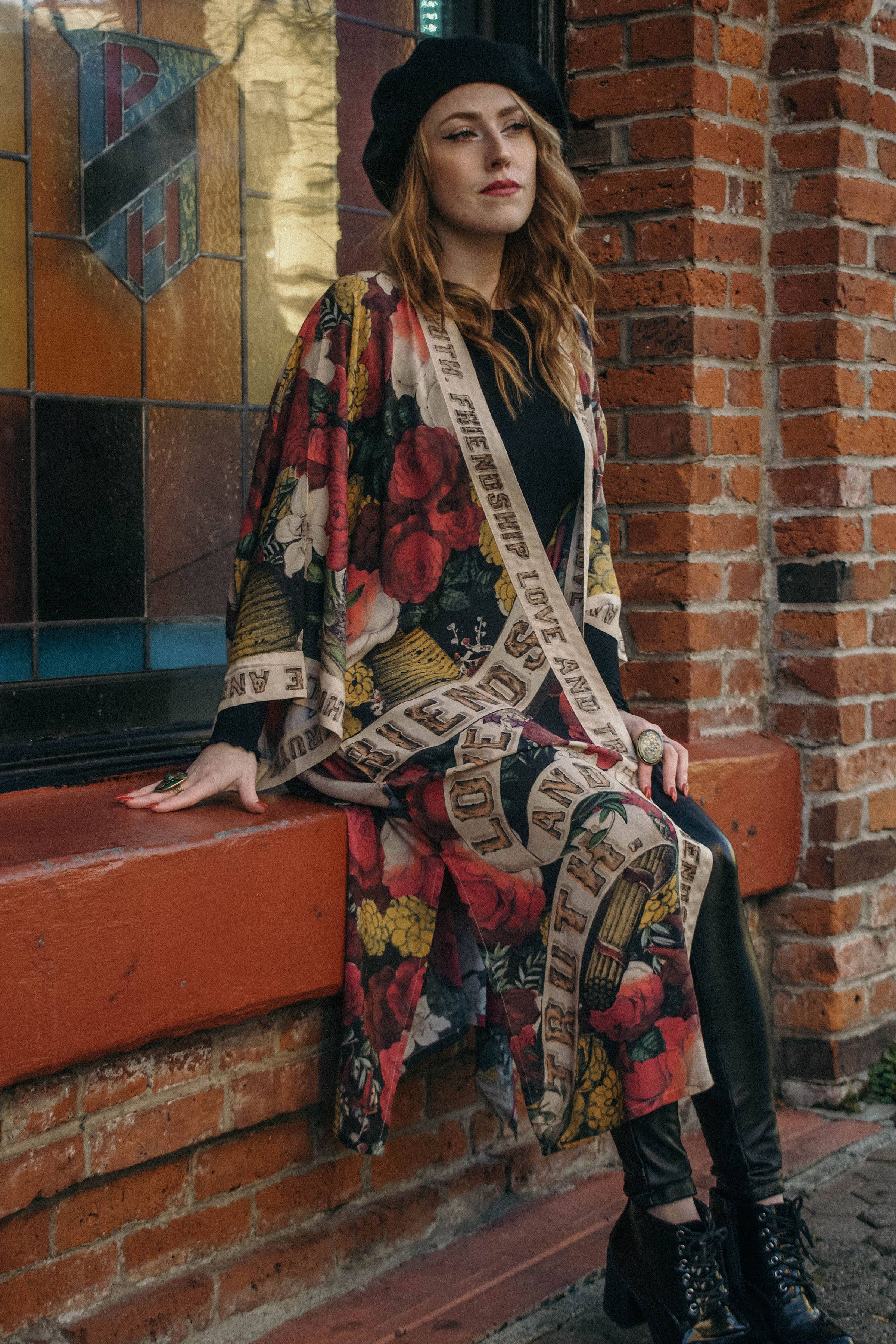 Friendship Love and Truth Long Duster Bamboo Kimono Robe: Classic - Out of the Blue