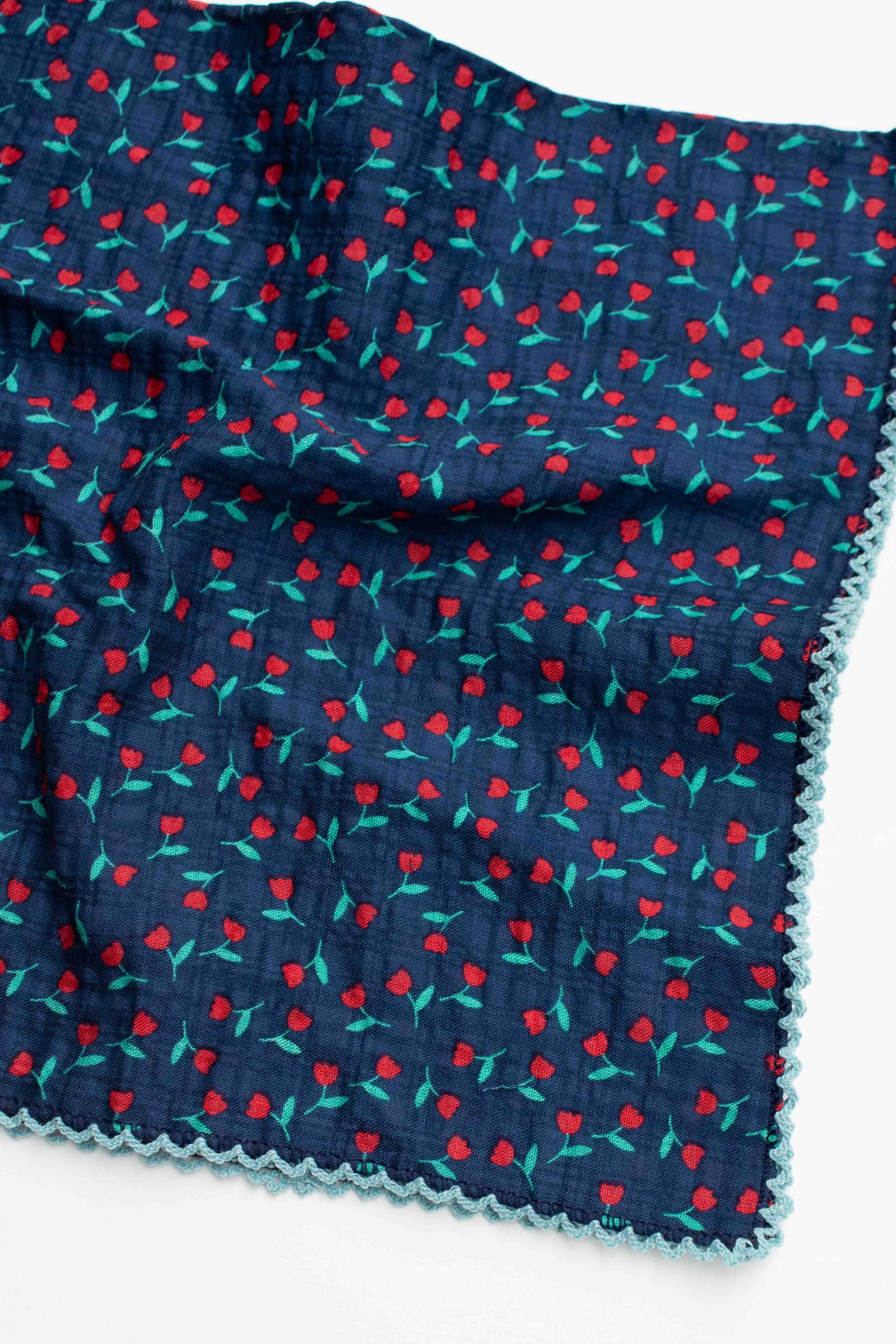 Vintage Mini Floral Cotton Blend Scarf - Out of the Blue