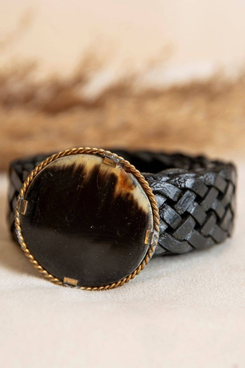 PLUTON NARROW BLACK LEATHER BELT - Out of the Blue