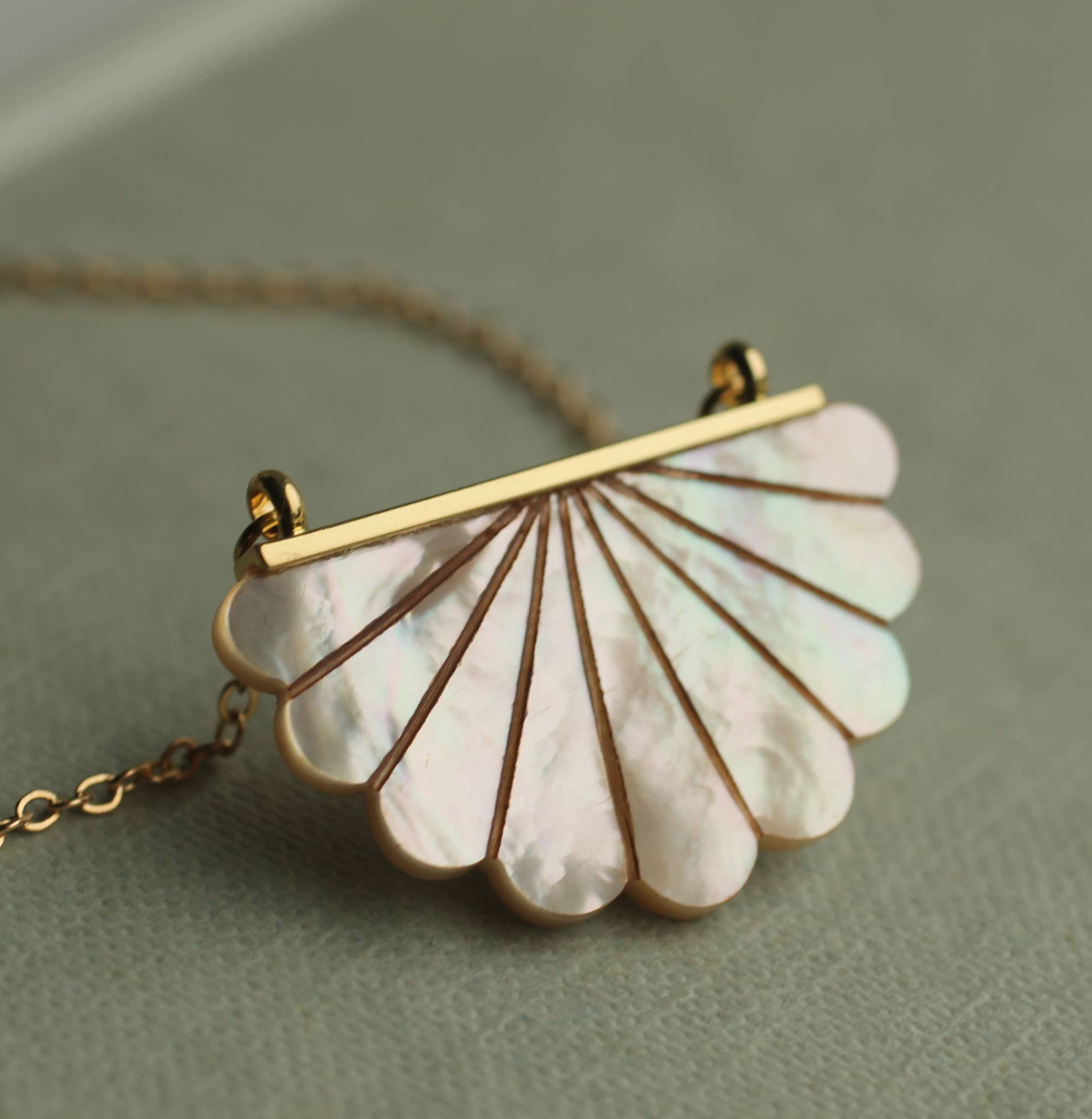 Mother of Pearl Scallop Necklace - Out of the Blue