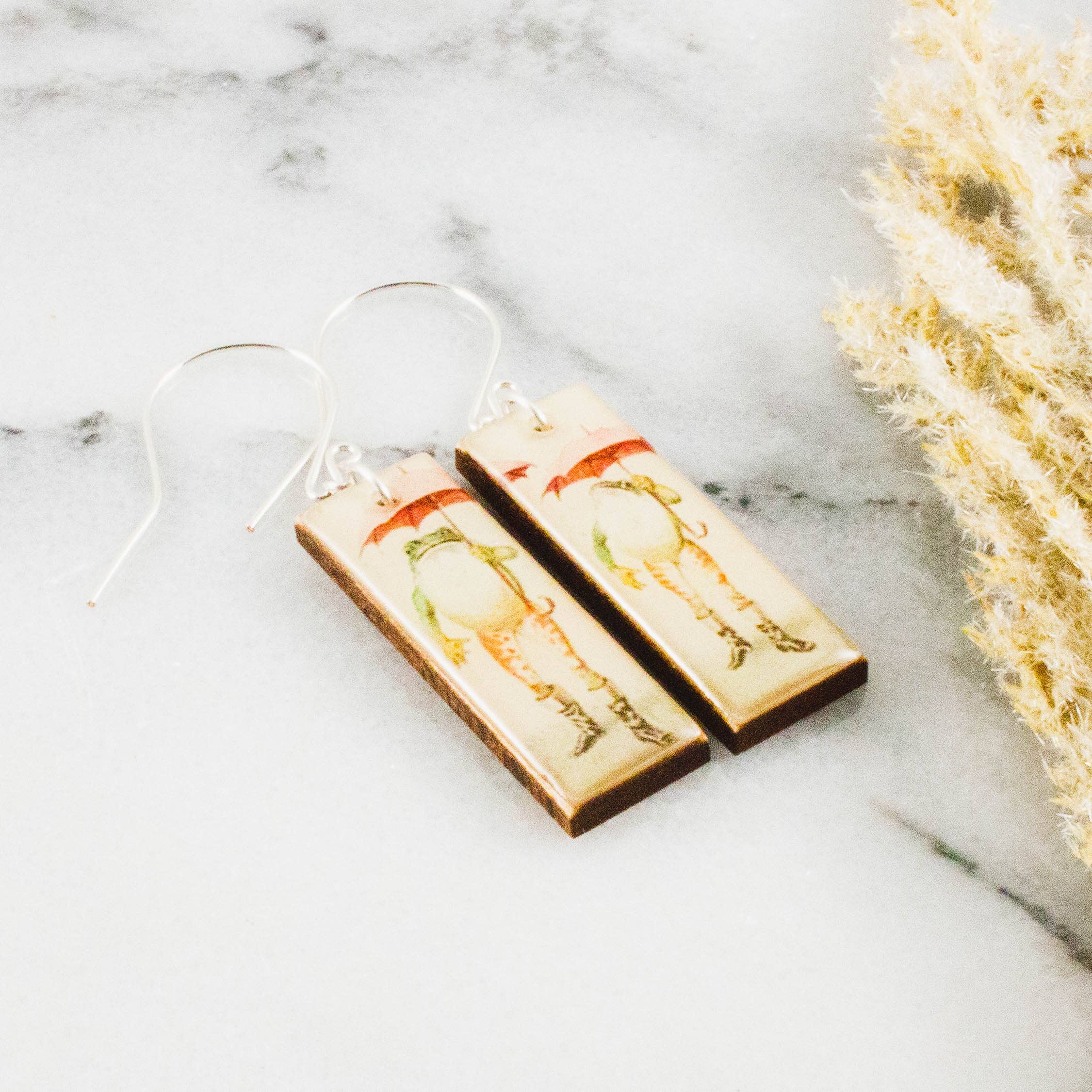Vintage Rainy Day Frog Earrings - Out of the Blue