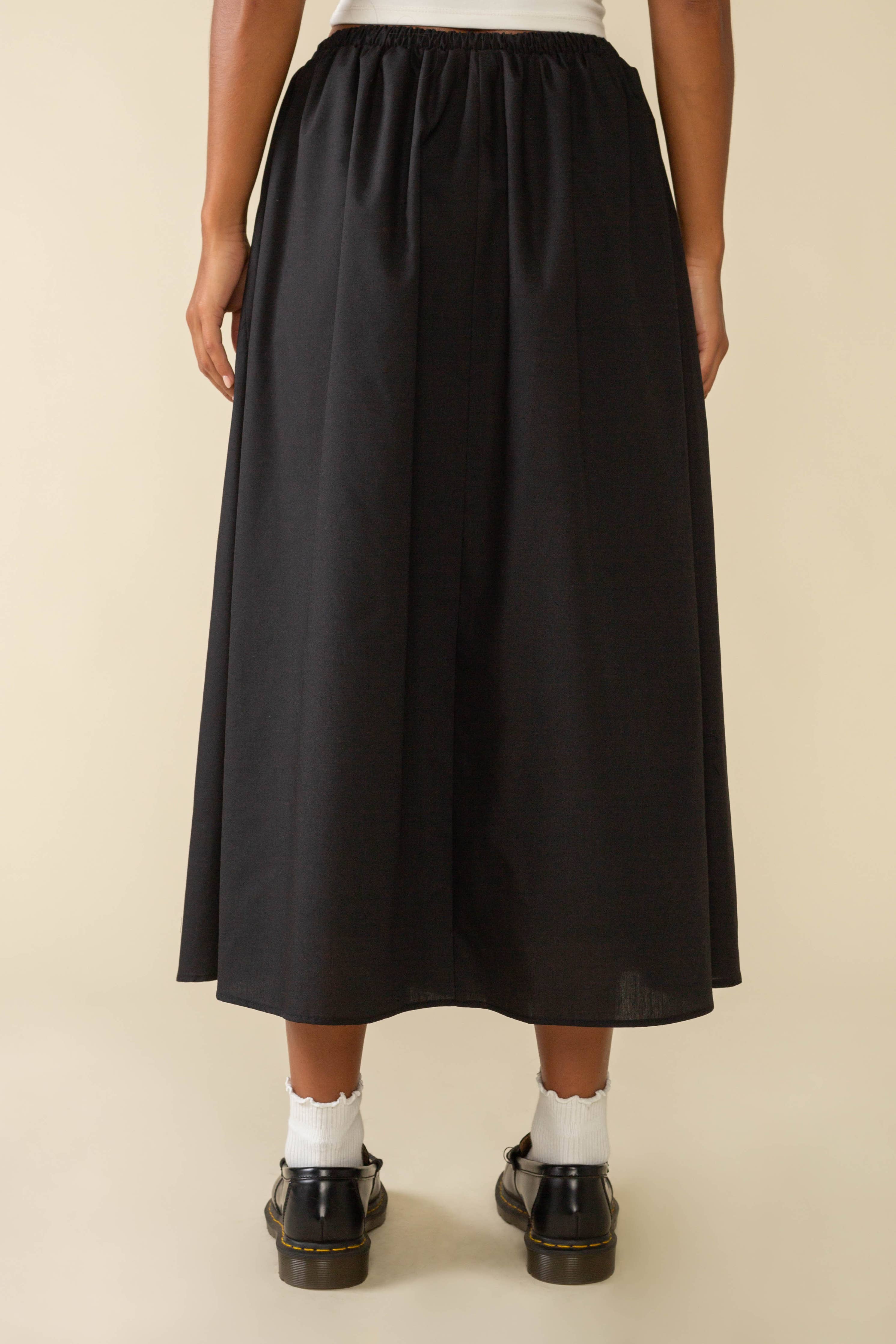 Larchmont Full A-Line Poplin Midi Skirt - Out of the Blue