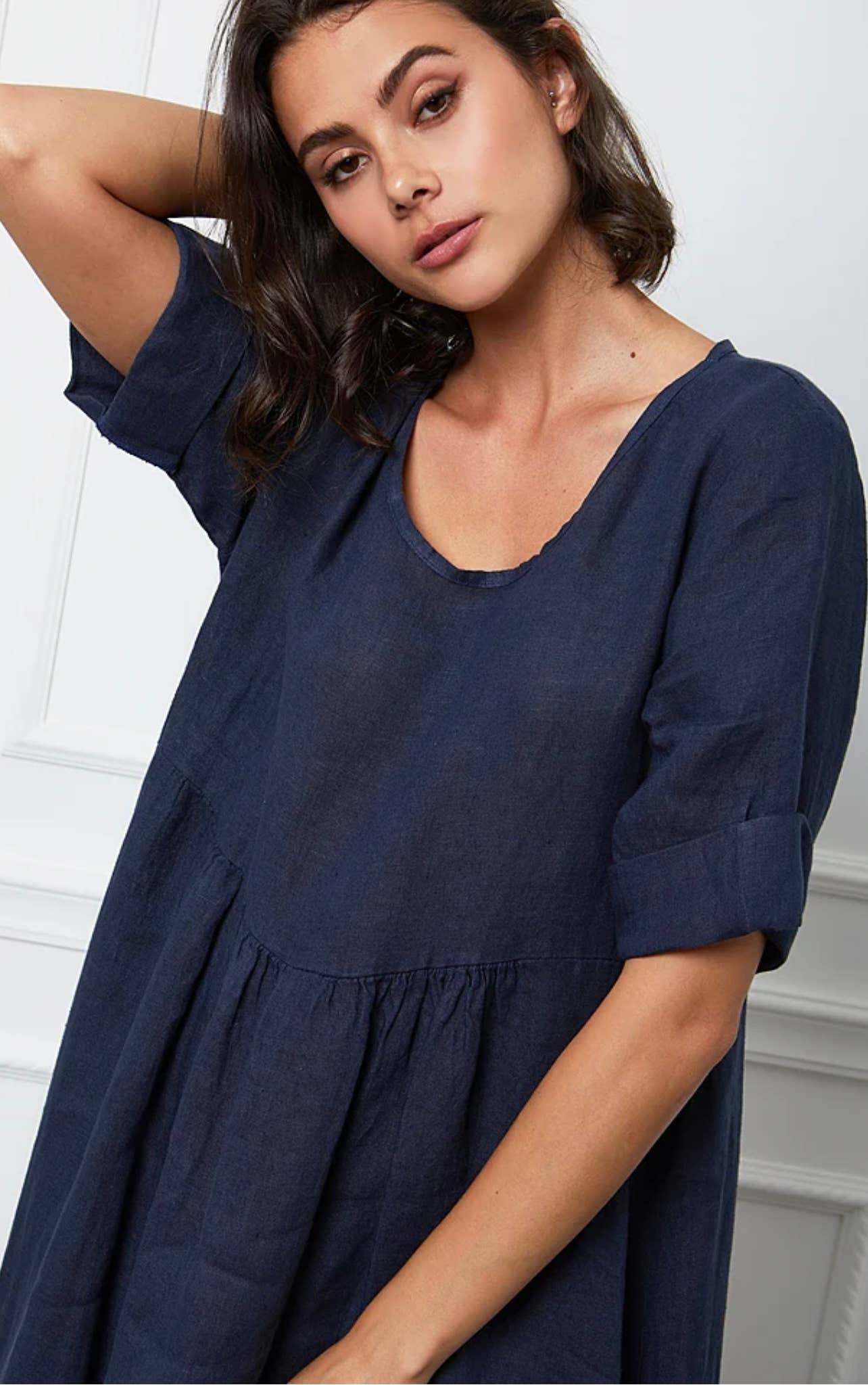 Sara Maxi Linen Dress - Out of the Blue