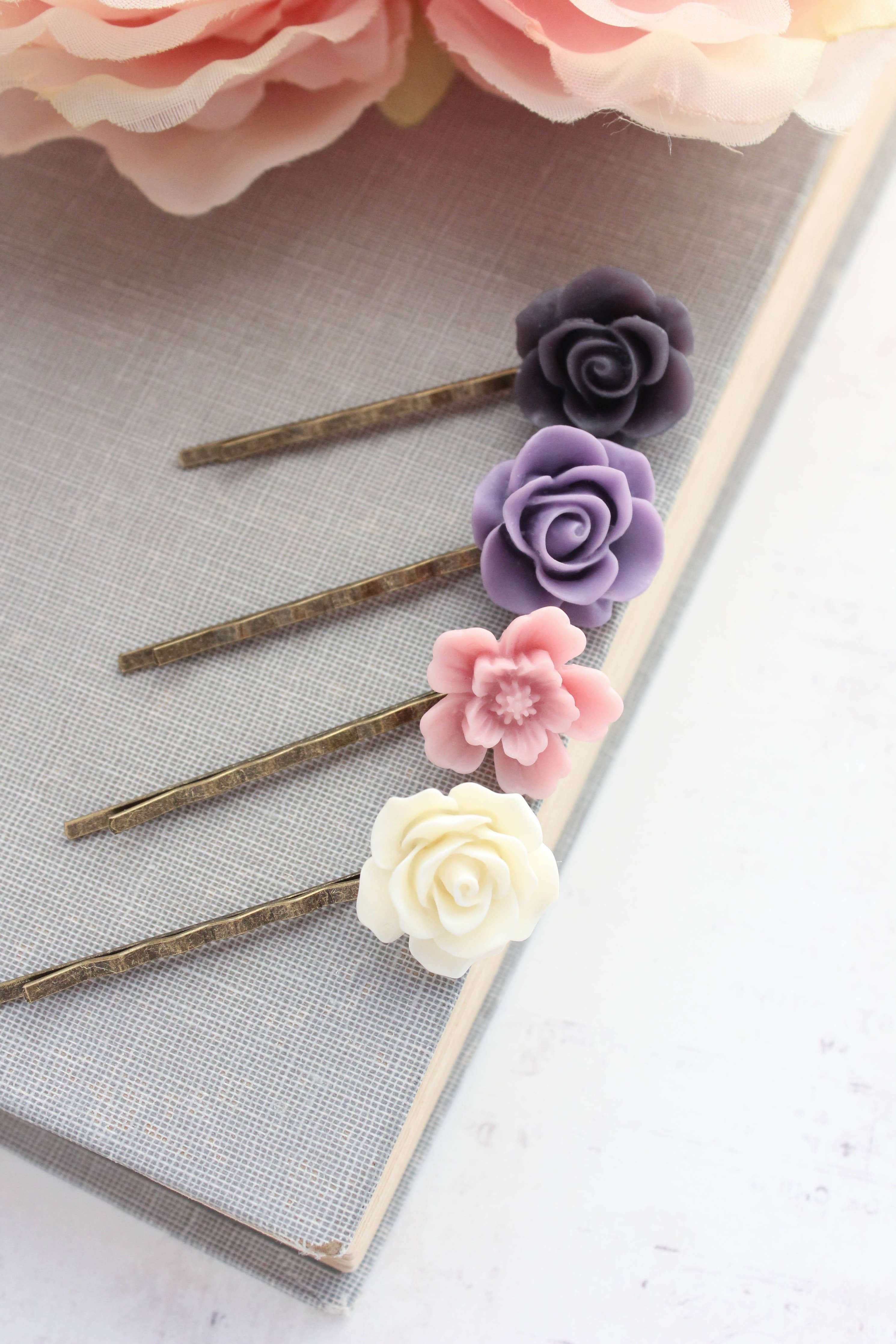 Flower Bobby Pins - set of 4