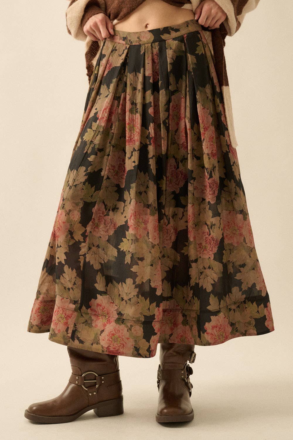 Pleated Midi Circle Skirt