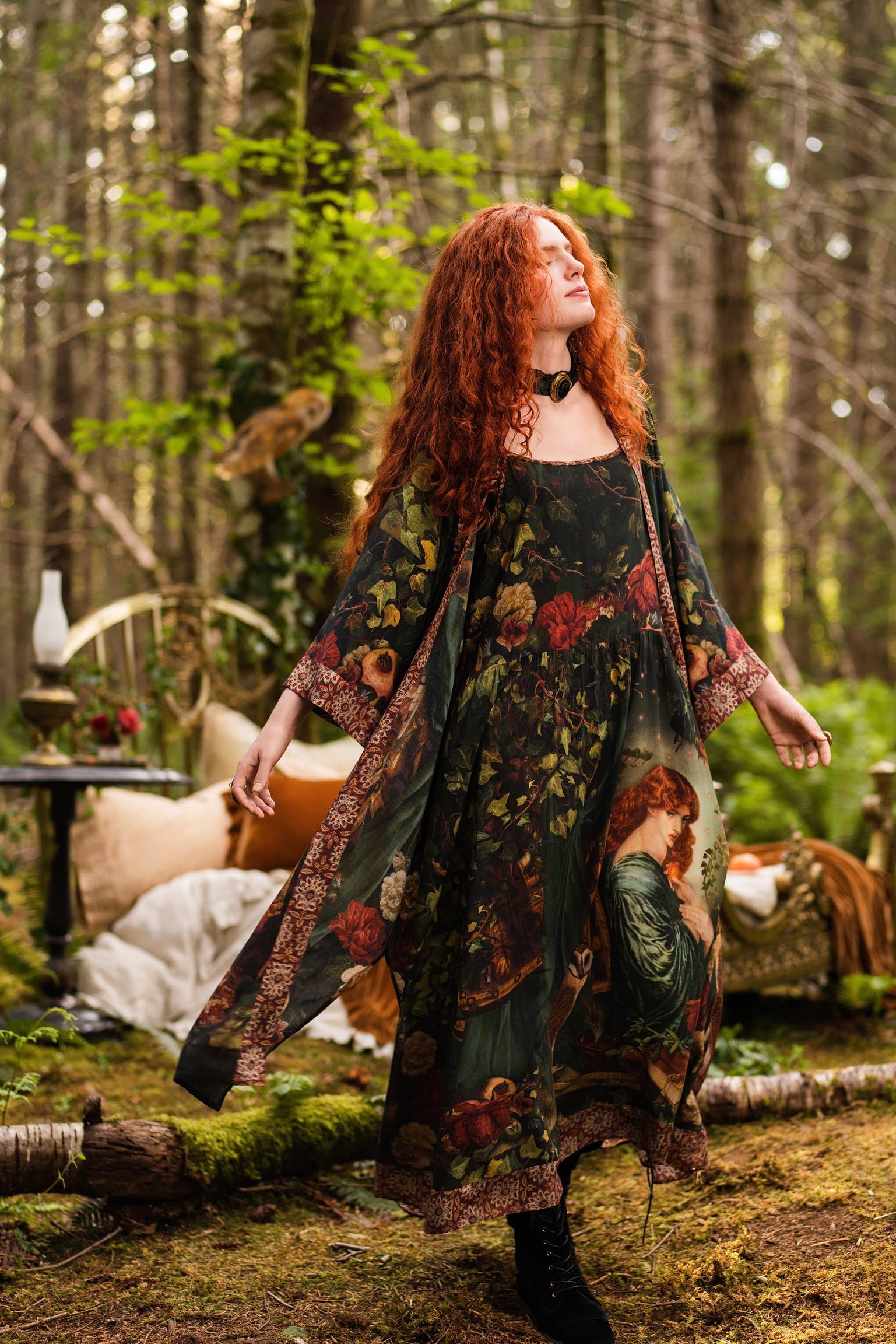 Solstice Bohéme Long Maxi Slip Dress w/ Persephone & Moon