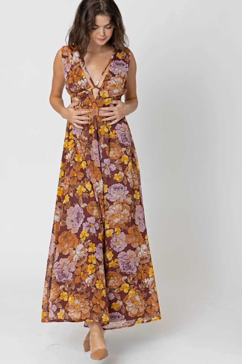 Sleeveless V-Neck Maxi Dress