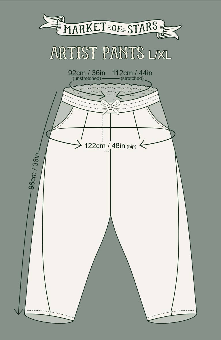 The Mythmaker Linen Crop Artist Pant w/ pastoral landscape - Out of the Blue