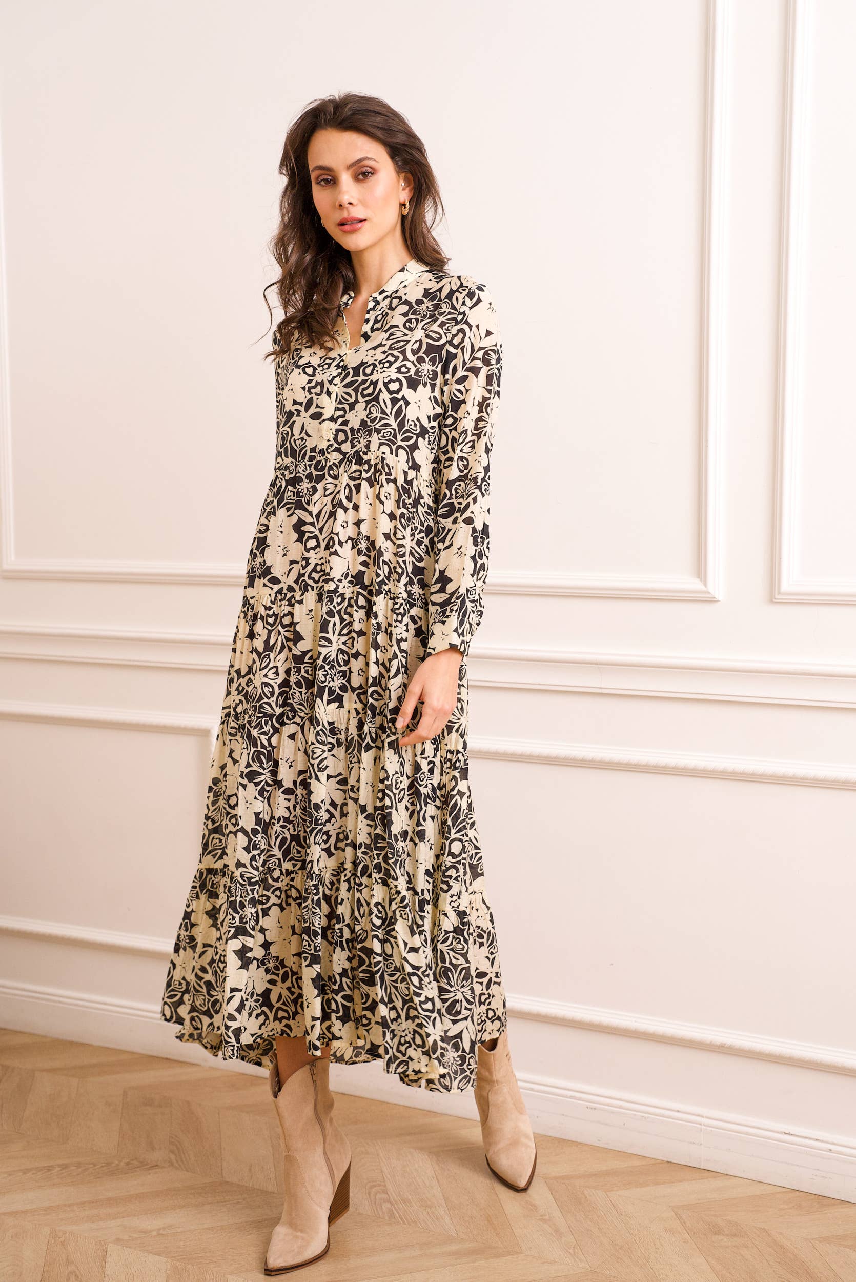 Marbella floral printed silk dress (S-M-L-XL) - CK08112 - Out of the Blue