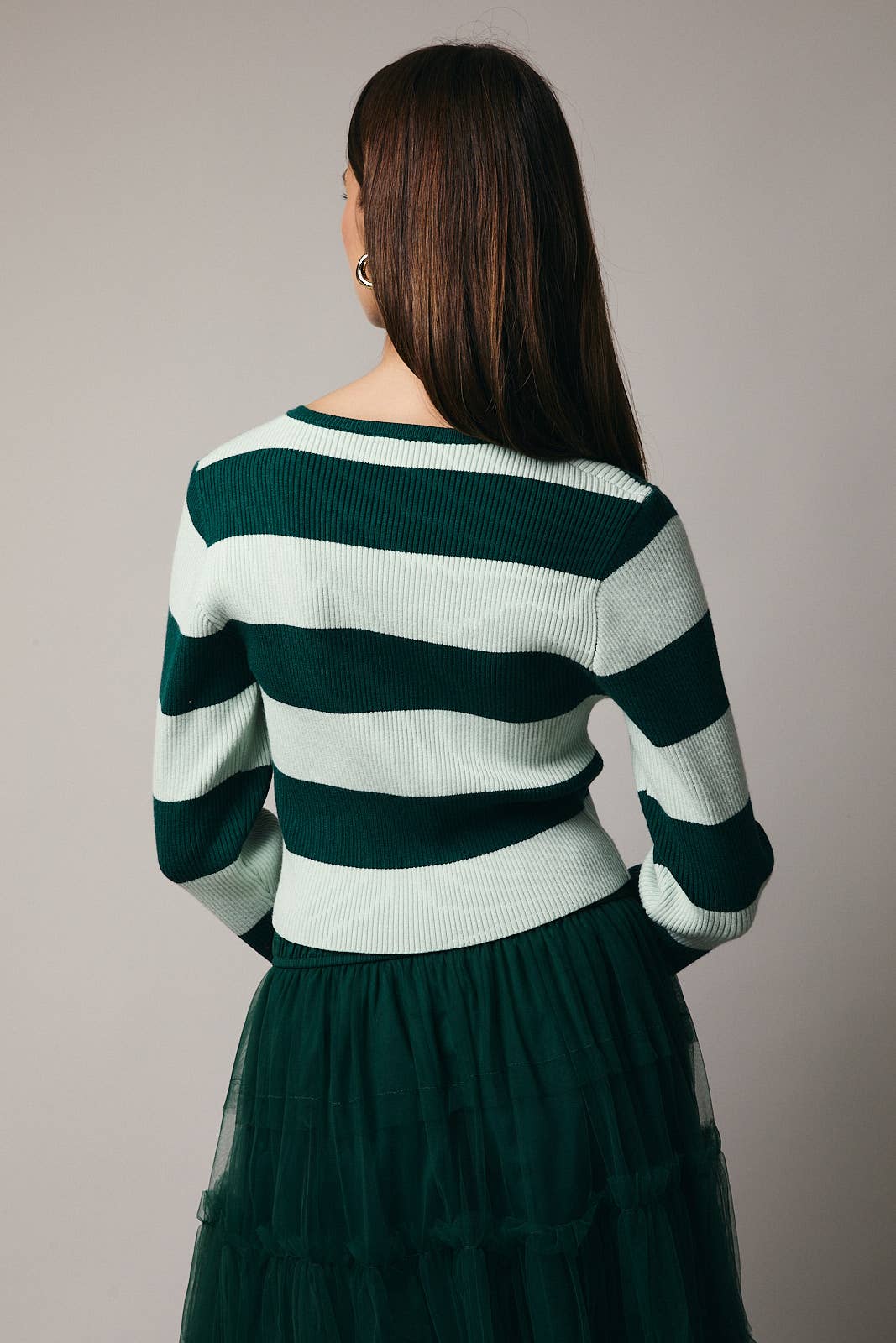 LONG SLEEVE STRIPE RIBBED TOP - Out of the Blue
