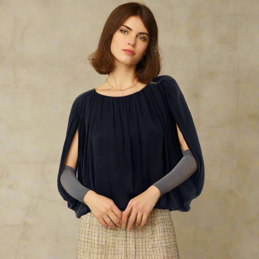 Grecian Drape Bubble Blouse