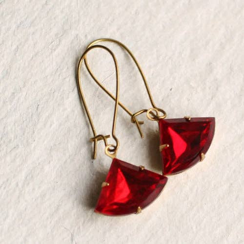 Ruby Red Deco Earrings - Out of the Blue