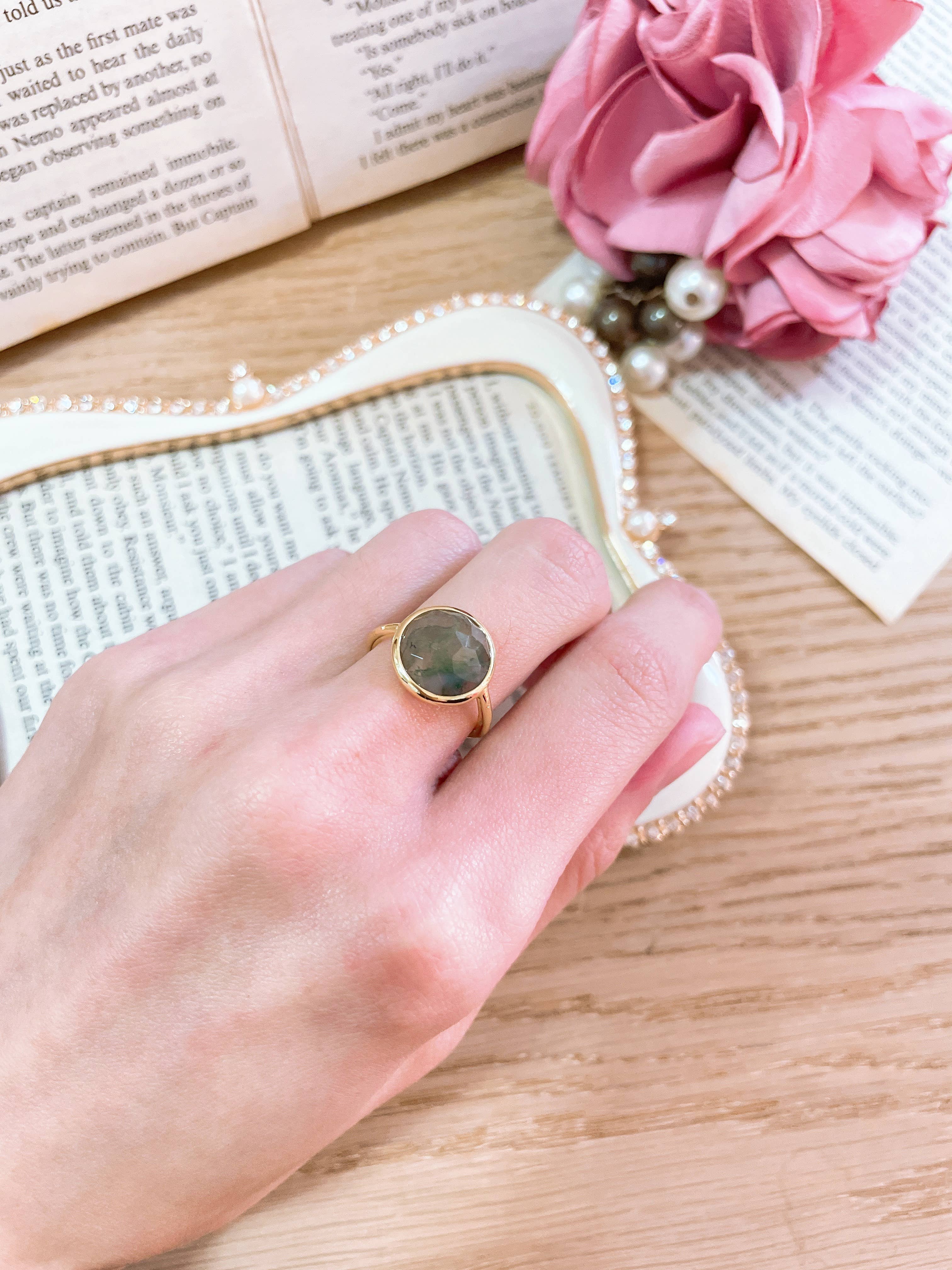 Moss Agate Lollipop Ring