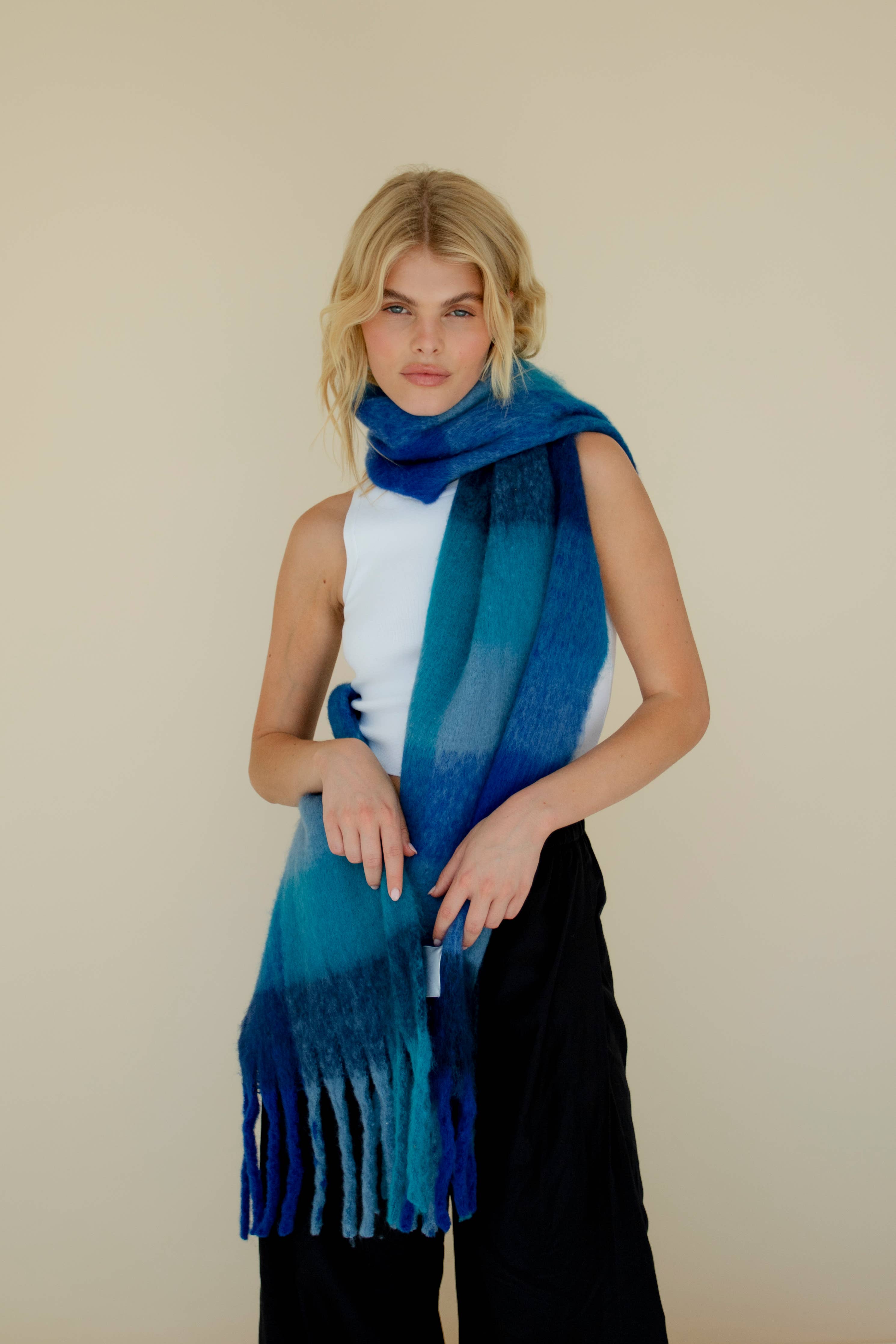 The Reykjavik Scarf - Blue Check - AW23 - Out of the Blue