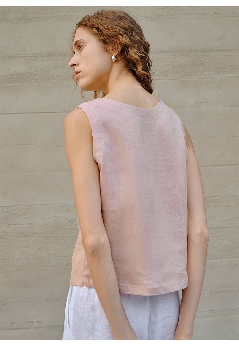 100% Linen Vest – Embroidered Sleeveless Top-5202001WSAK - Out of the Blue