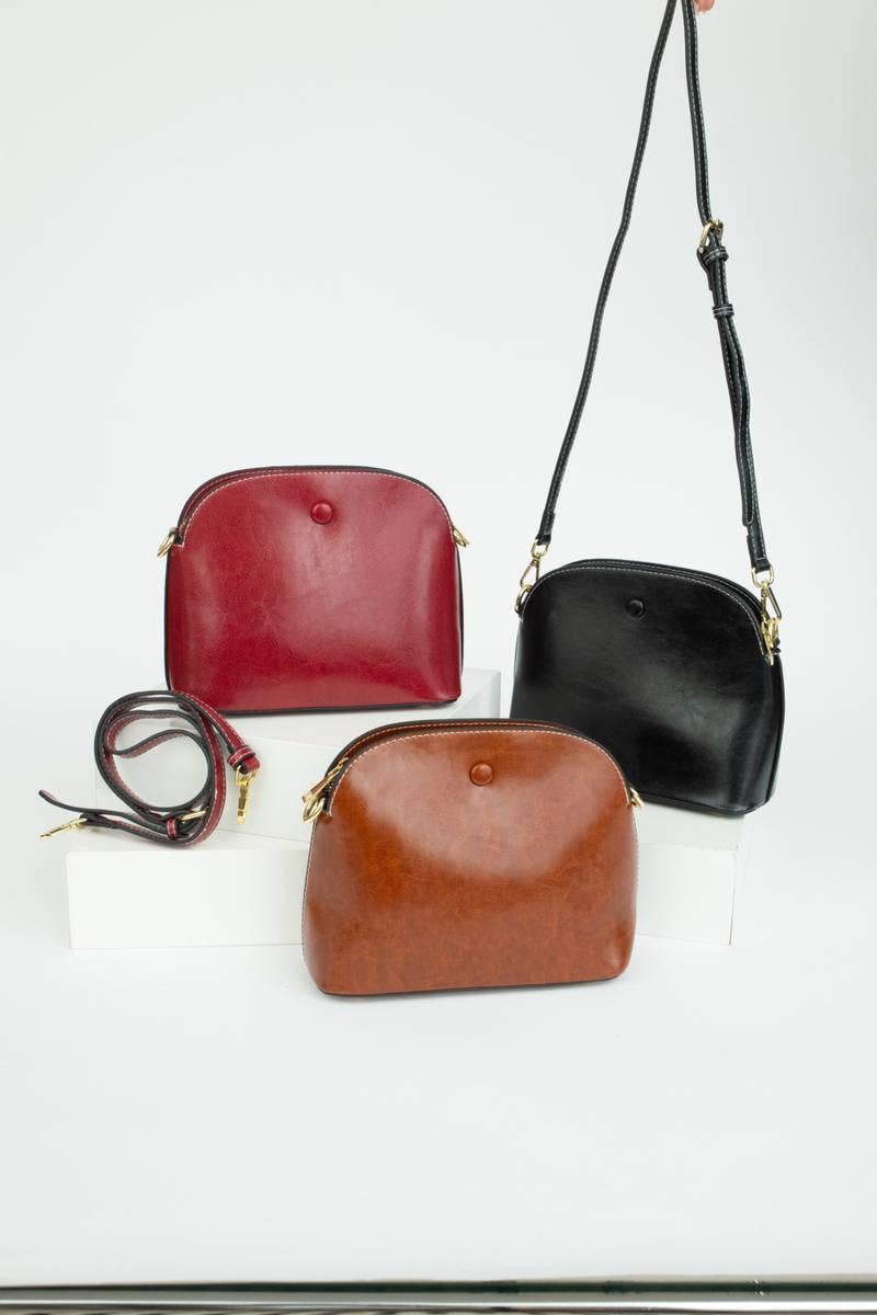 Curved Leather Crossbody Bag